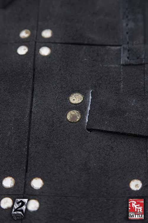 2Q - RFB Fighter Leather Armour close-up showing metal studs and black leather texture