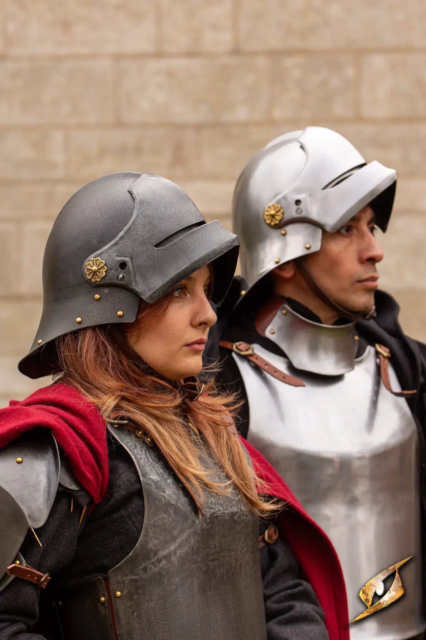 Two soldiers wearing Renegade Helmets, showcasing unique armor and gear in a historical setting.