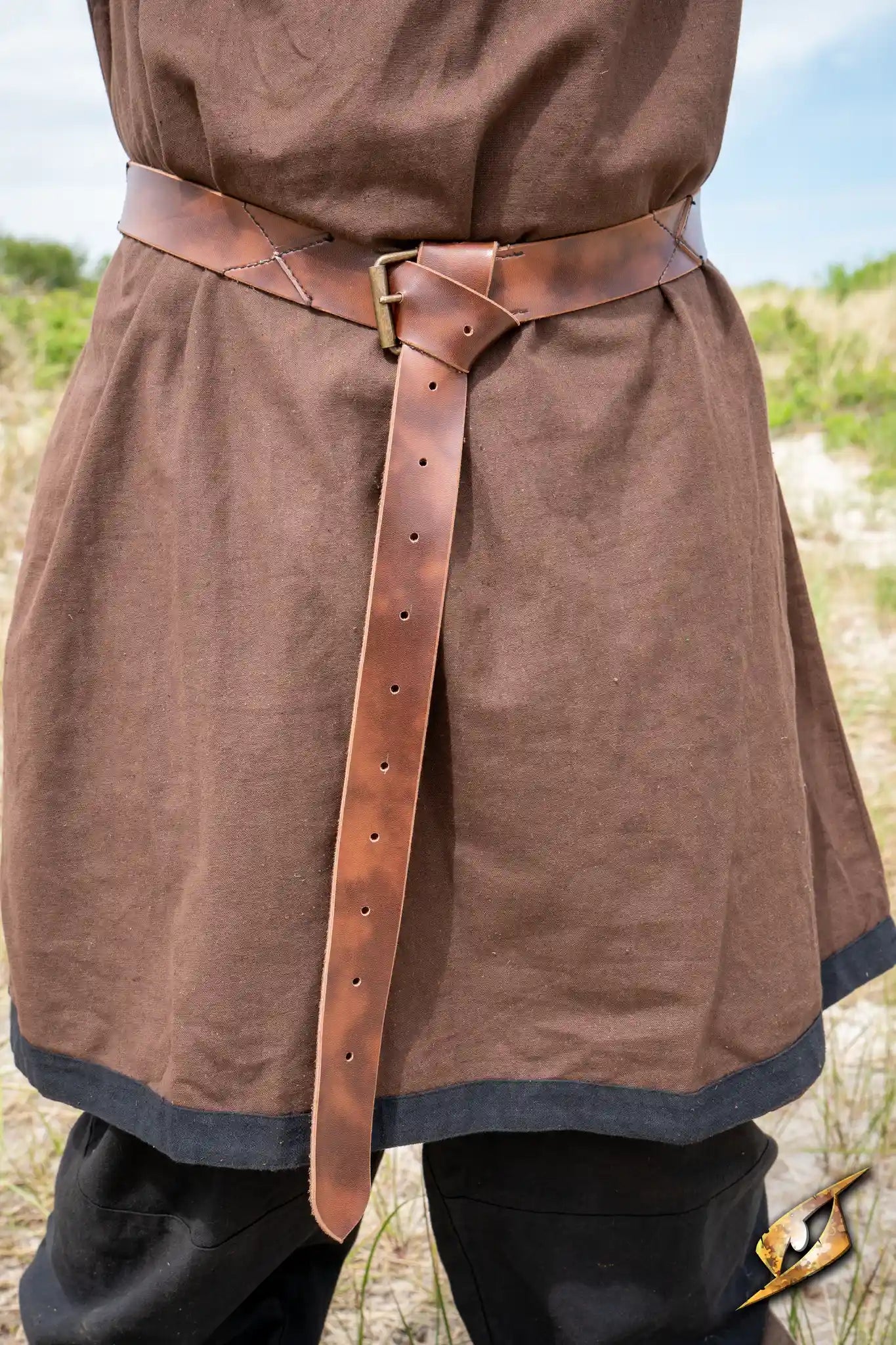X Belt - Faux Leather worn by a warrior, showcasing its sturdy design and adjustable fit.