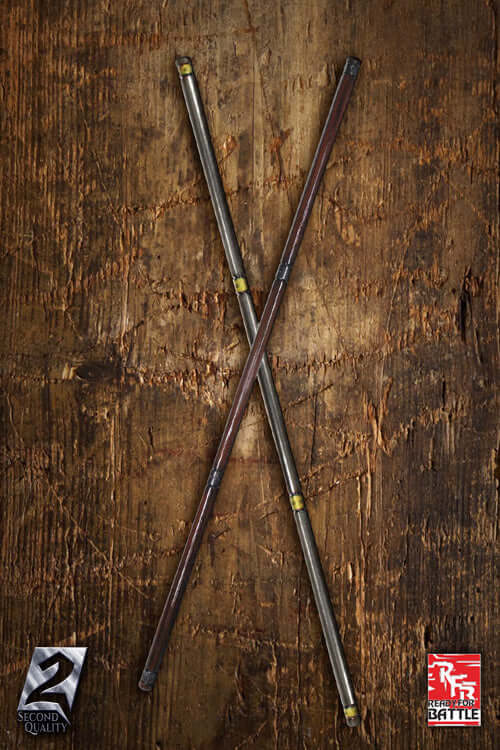 2'nd Quality - RFB Staff crossed on a wooden background showcasing their unique design and quality.