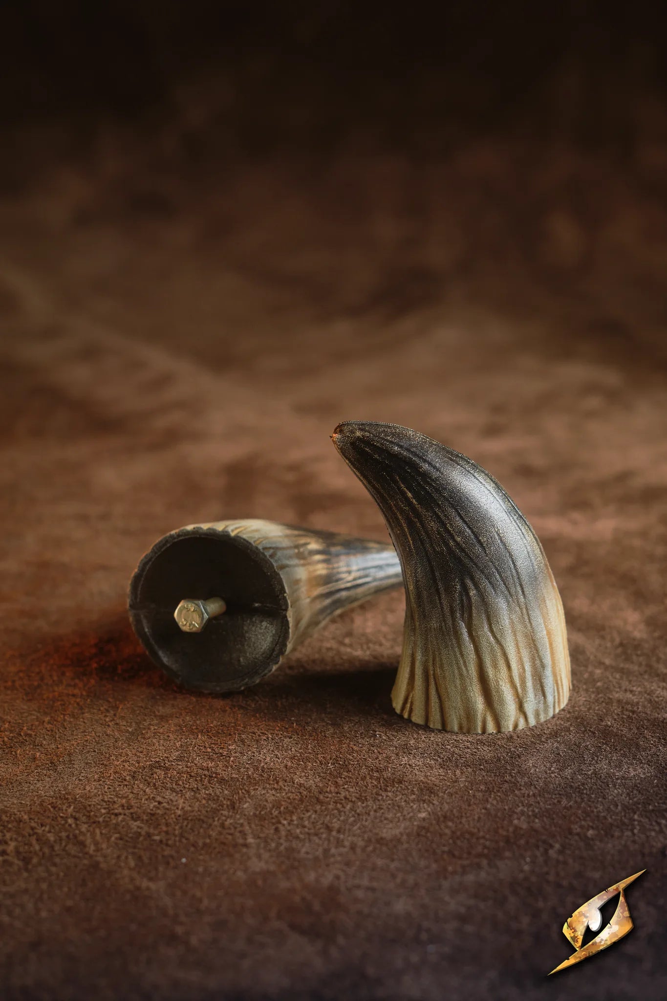 Mountable Demon Horns made of polyurethane for enhancing armor with a monstrous look.