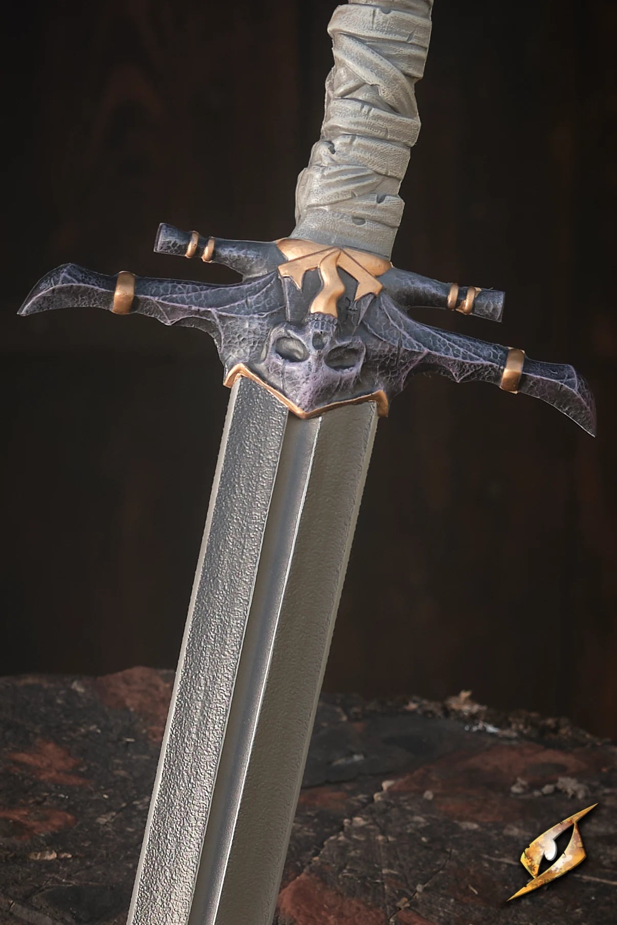 Marauder Sword with detailed hilt design, perfect for LARP combat, featuring a protective coating.