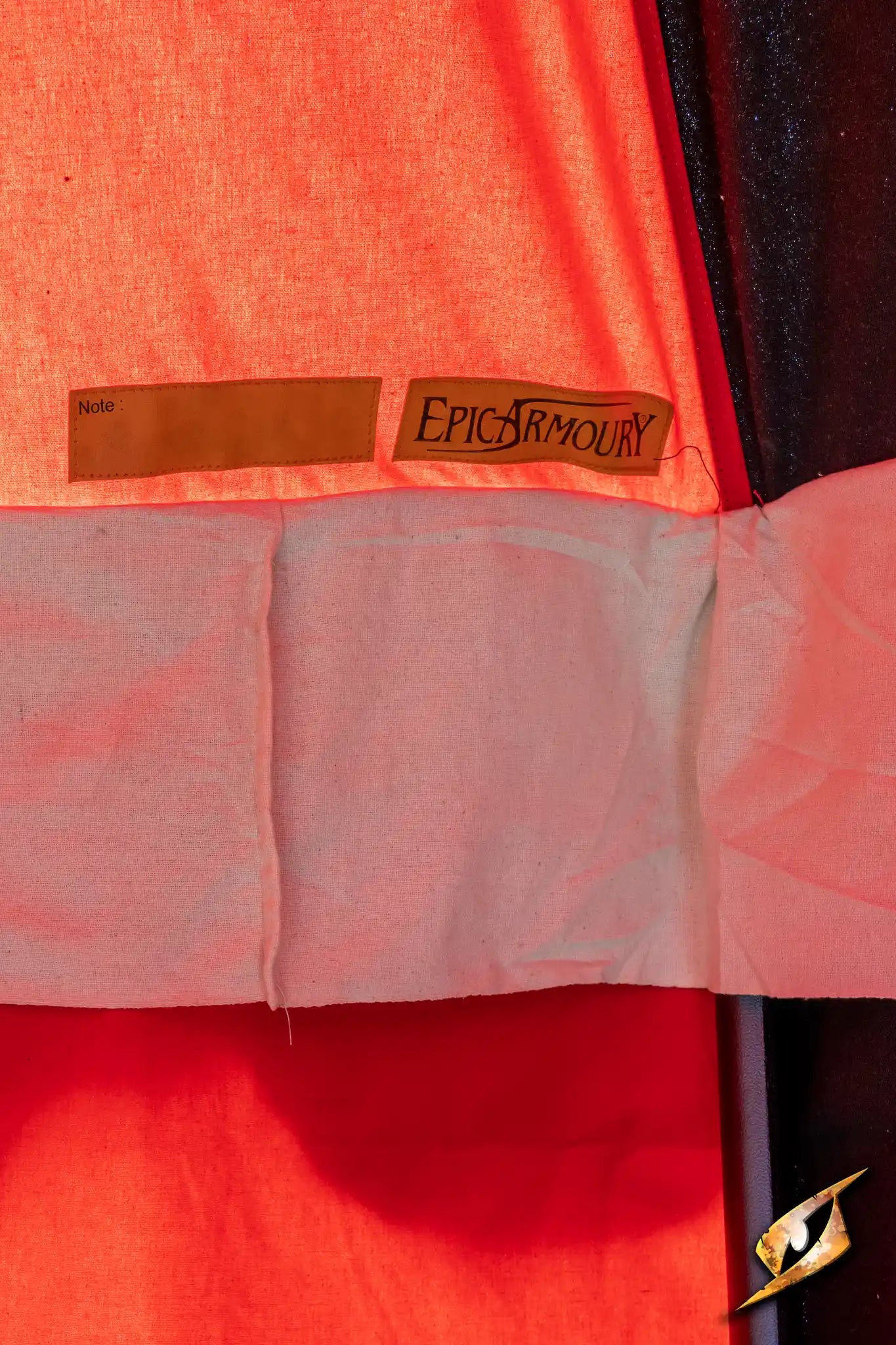 Marquee Tent - 4x4m red fabric detail with Epic Armoury label attached.