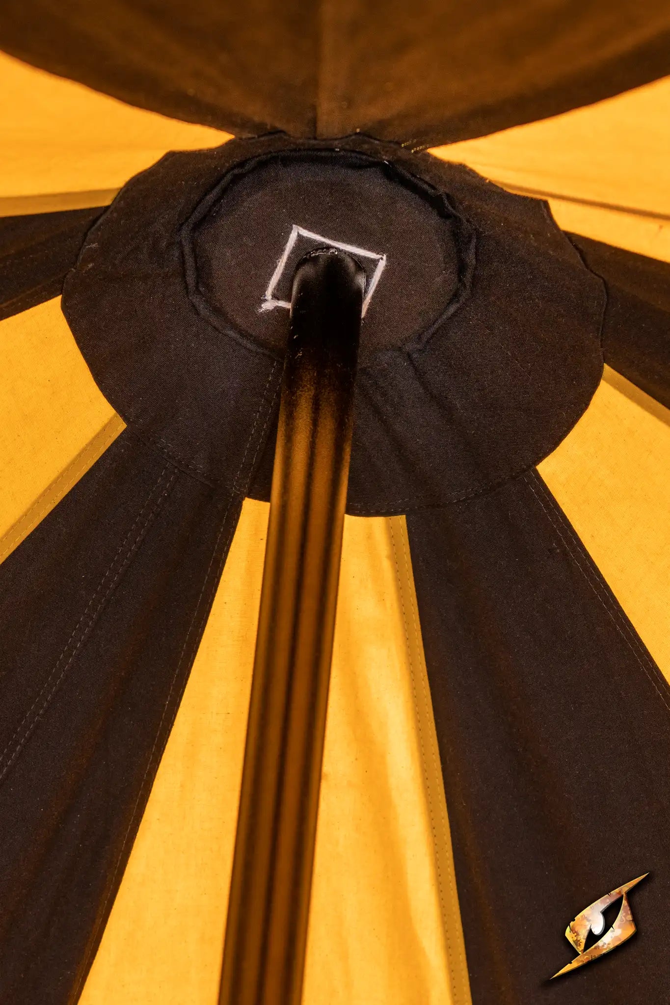 View from inside a Marquee Tent - 4x4m, showcasing the structural pole and fabric details.