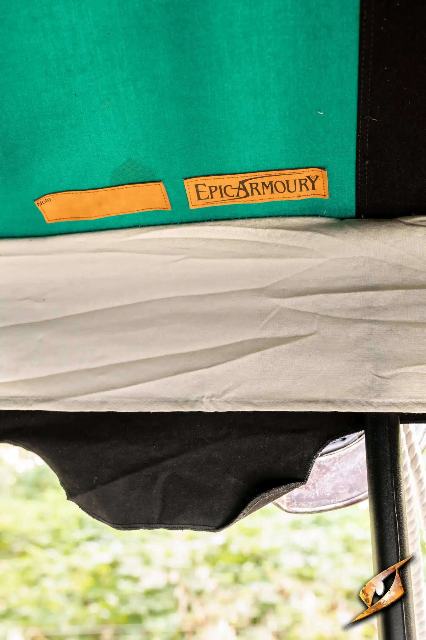 Interior view of Marquee Tent - 4x4m featuring EpicArmoury branding and colorful fabric.
