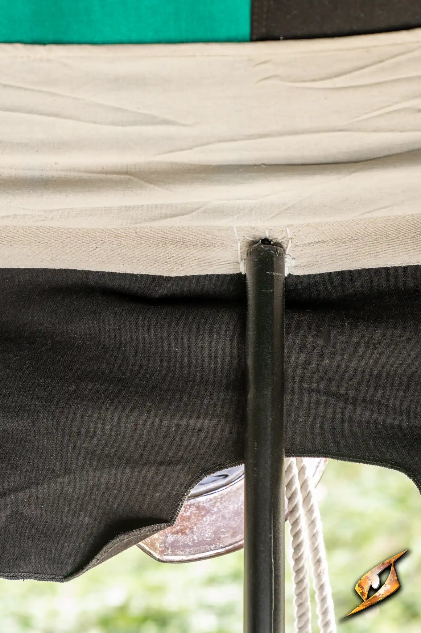 Marquee Tent - 4x4m showing the support pole and fabric details under the structure.
