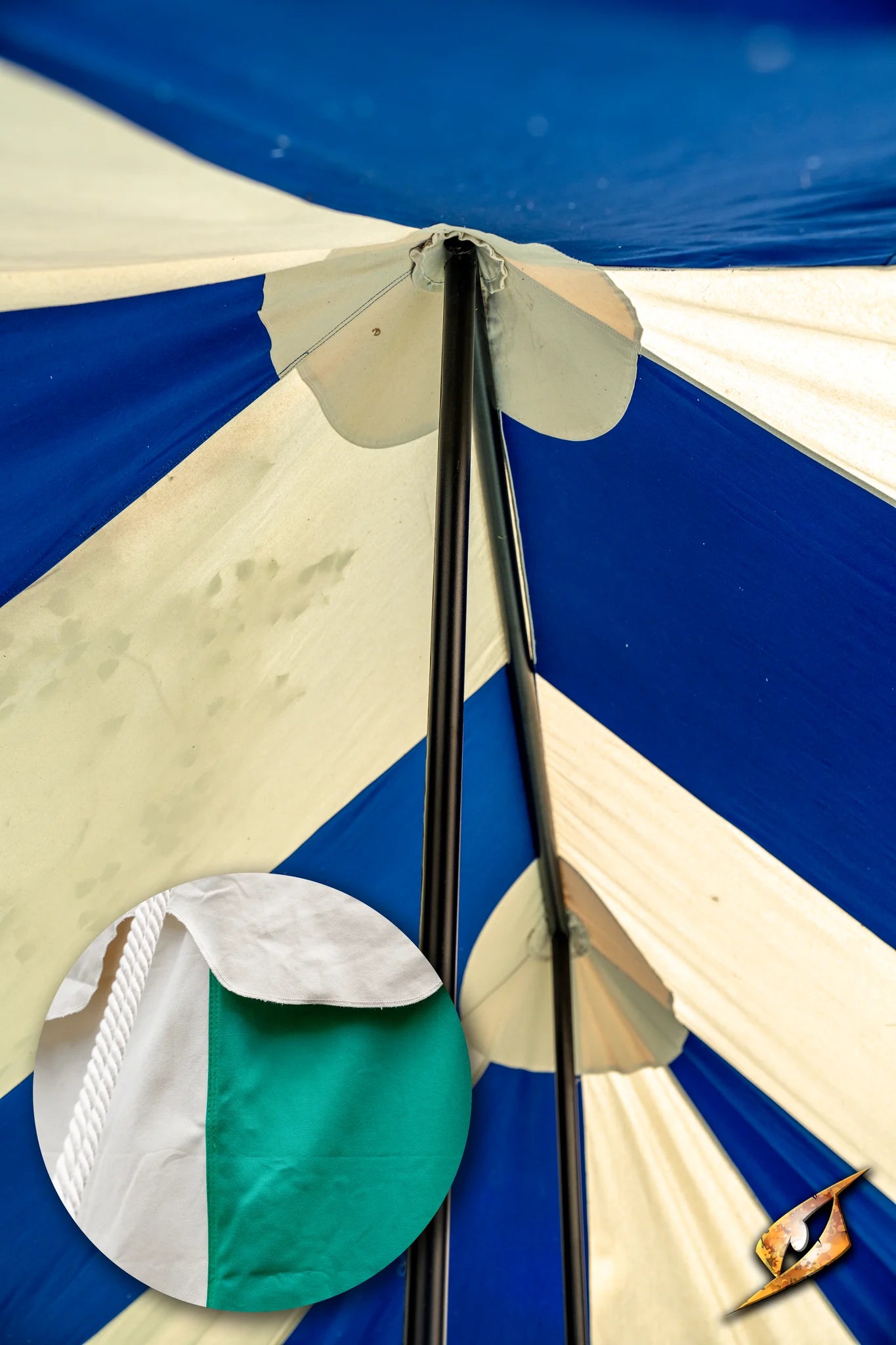 Marquee Tent - 4x6m interior view showcasing the colorful fabric and structural support.