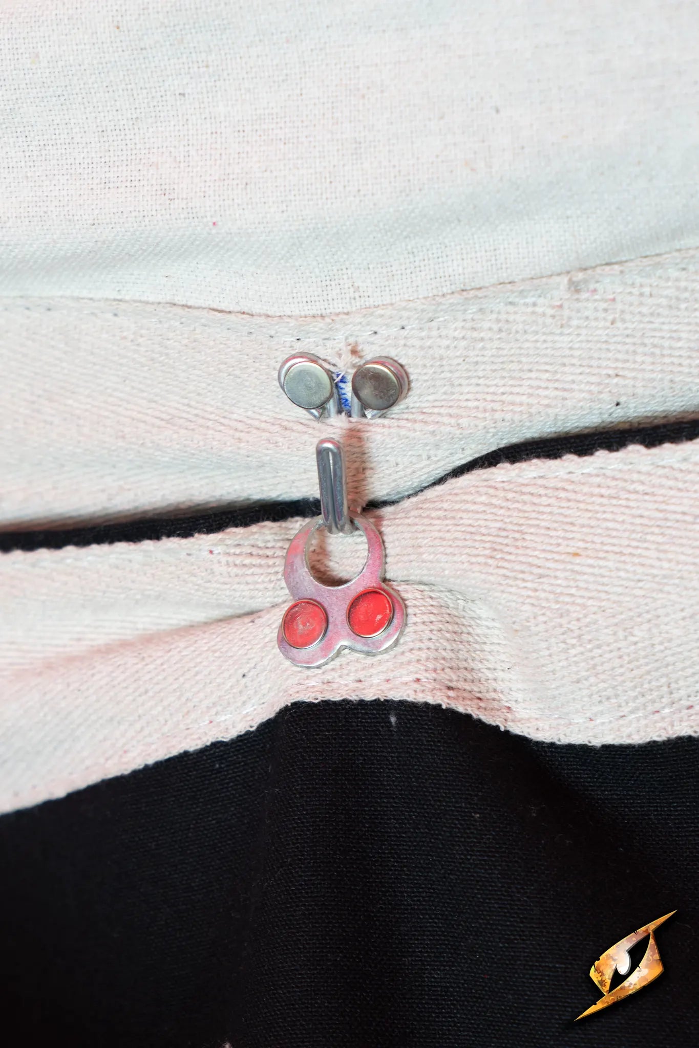 Close-up of a zipper on the Marquee Tent - 4x6m fabric showing detailed stitching and metallic parts.