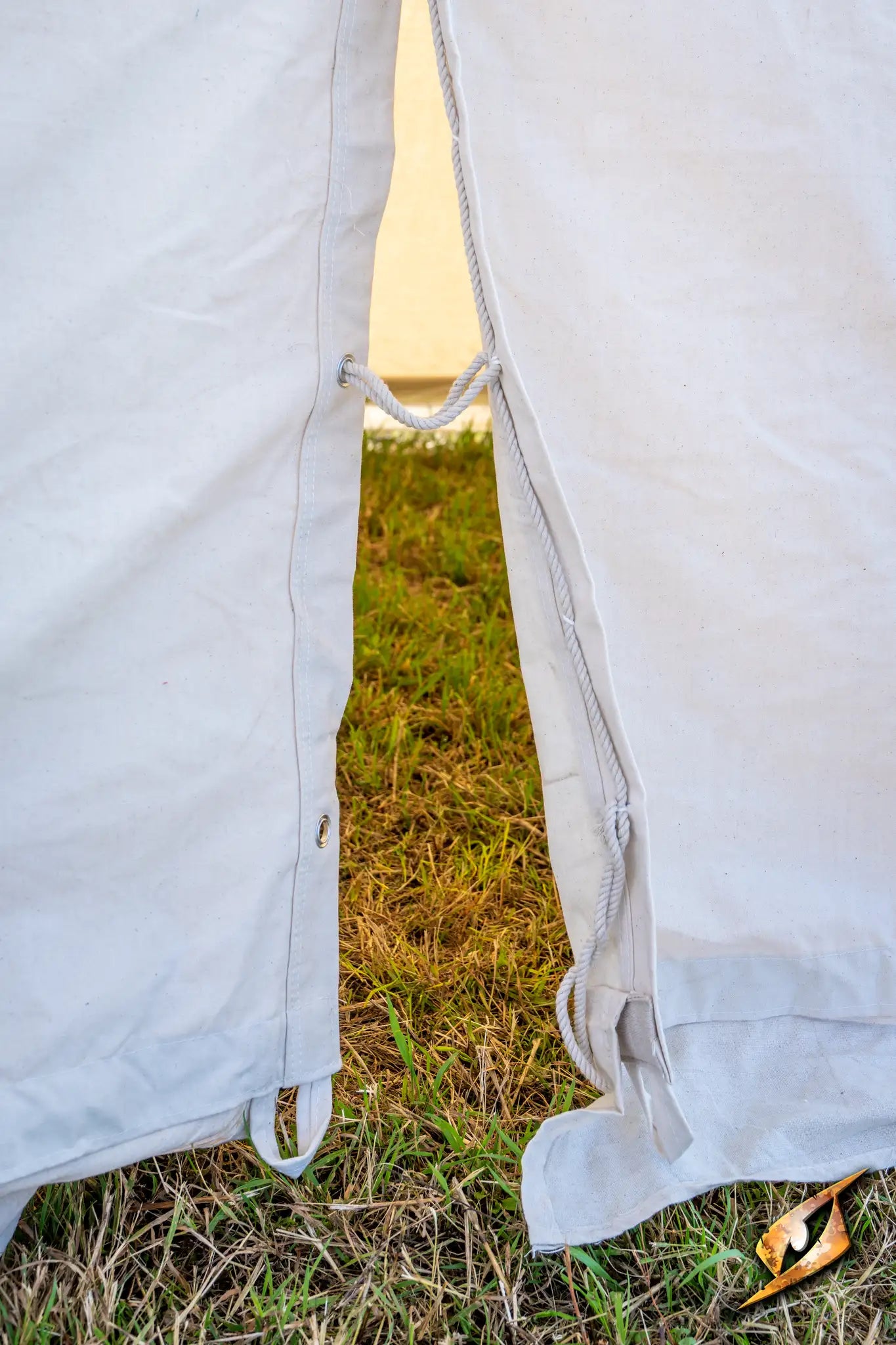 Double Wedge Tent - 3x5 m shown from the opening, featuring sturdy fabric and secure closures.