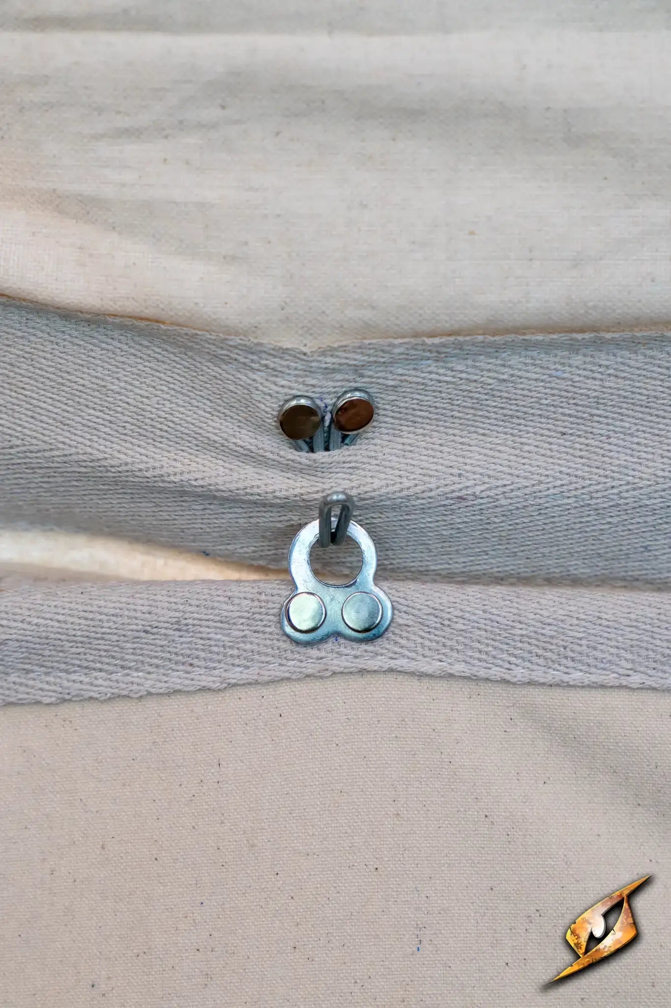 Close-up of the fastening detail on the Round Pavilion Tent - 3m, showcasing durable metal hardware.