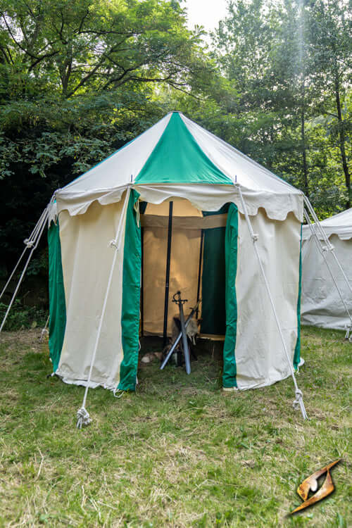 Round Pavilion Tent - 3m set up in a grassy area surrounded by trees.