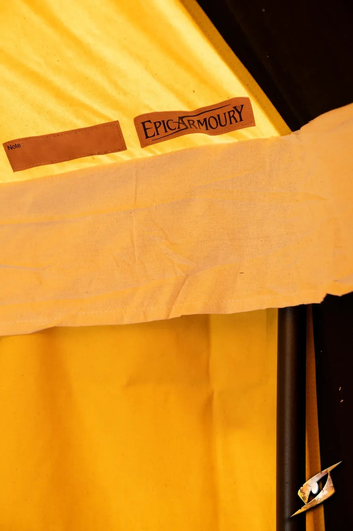 Inside view of Round Pavilion Tent - 3m featuring a yellow fabric with Epic Armoury label