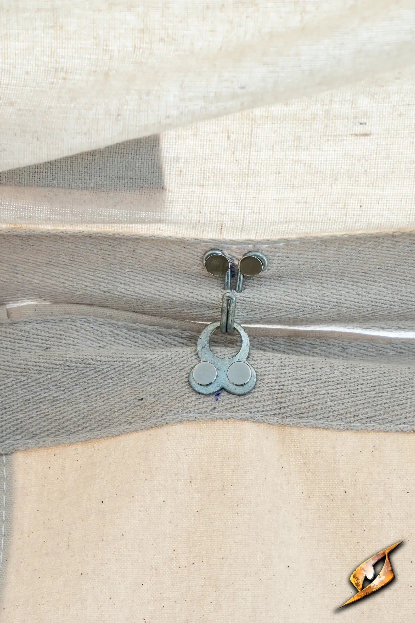 Close-up of zipper detail on the Round Pavilion Tent - 5 m showing fabric and hardware.