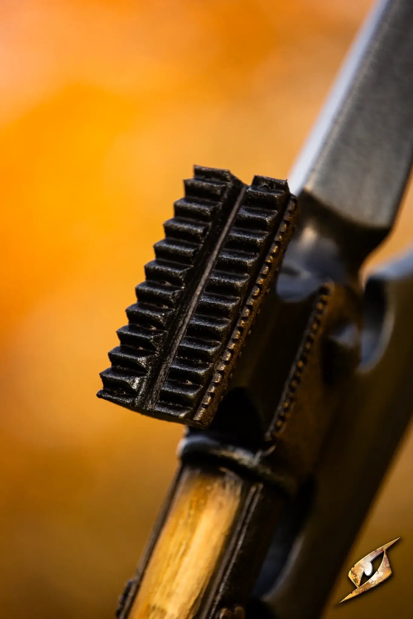 Close-up of Battle Standard - Halberd Top grip with textured surface for enhanced control.