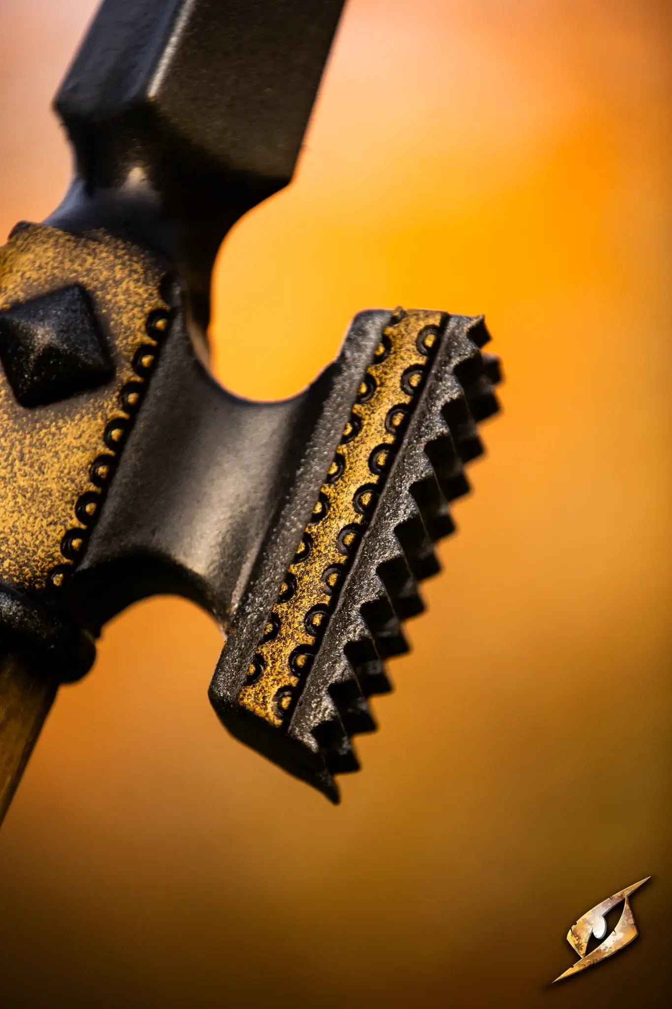 Battle Standard - Halberd Top close-up showcasing detail and craftsmanship on the halberd design with a blurred background.