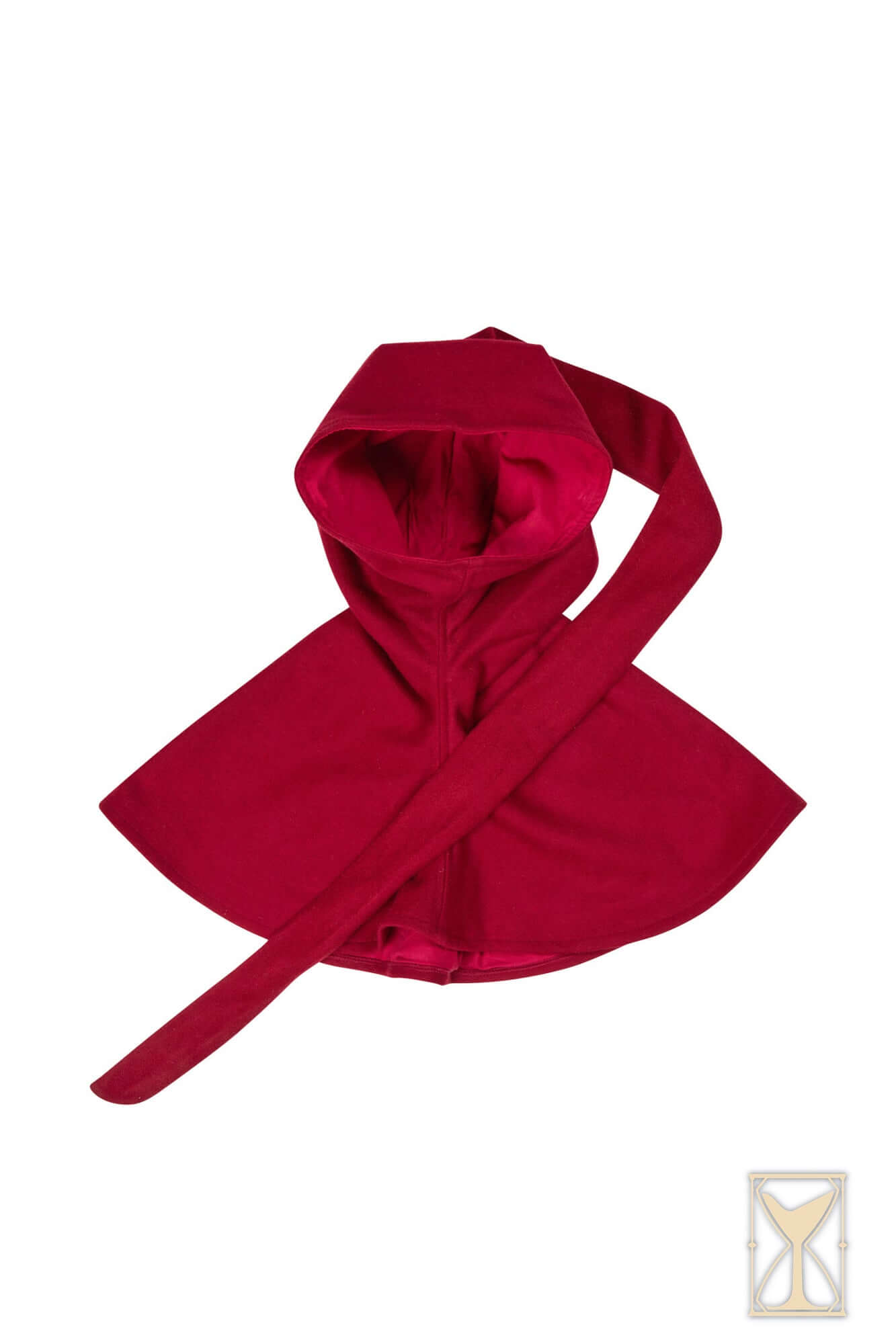 Simple Liripipe Hood - Brushed Wool in red, featuring a comfortable design perfect for medieval attire.