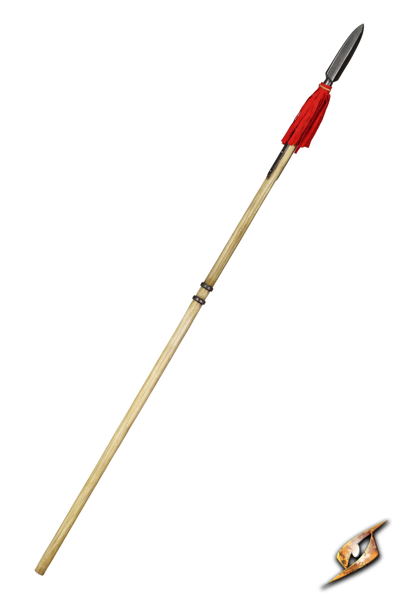 Landsknecht Pike featuring a sharp blade and decorative red tassel, perfect for historical reenactments.