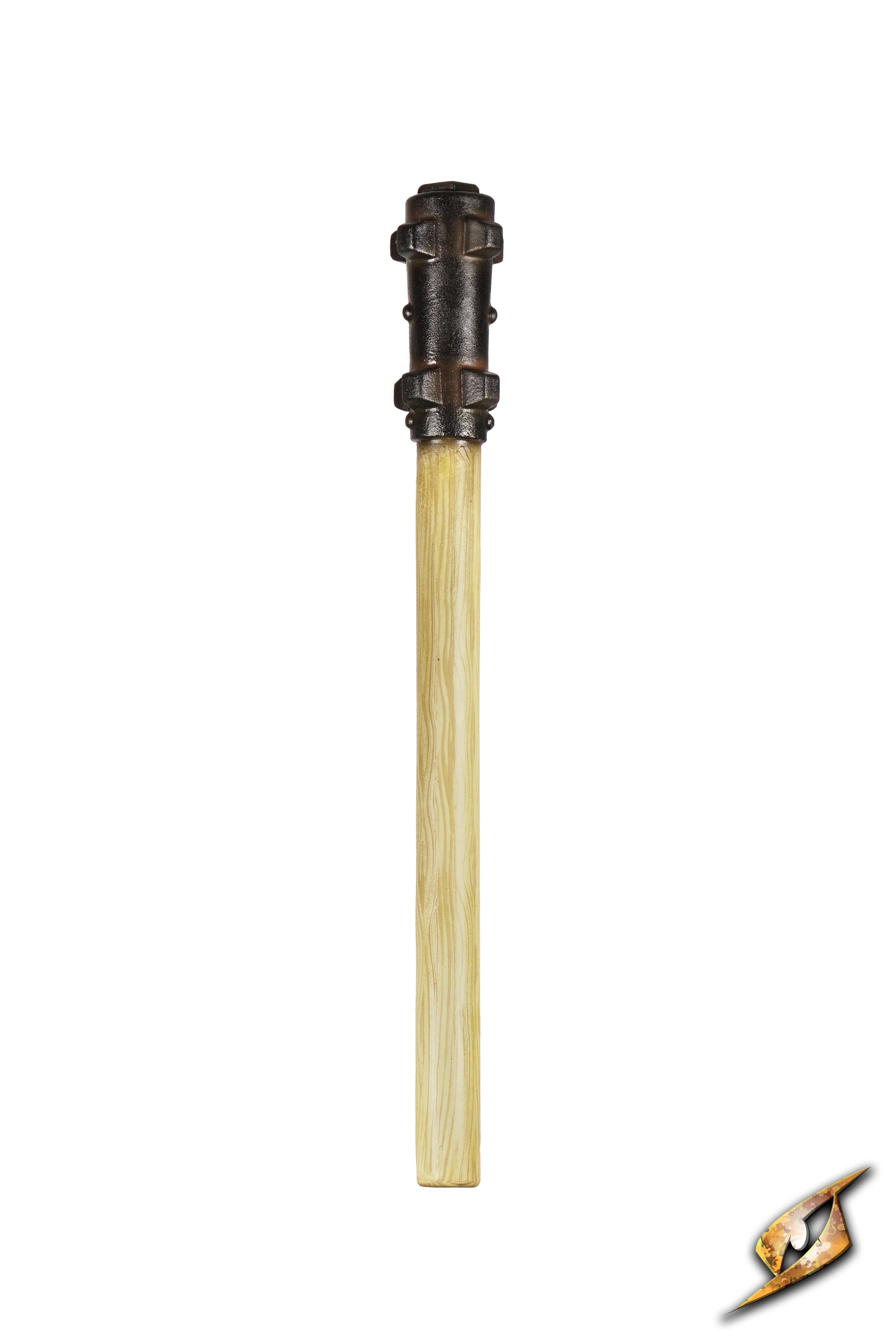 Bommy-Knocker Mace foam weapon with a spiked head and wooden handle for immersive battles.