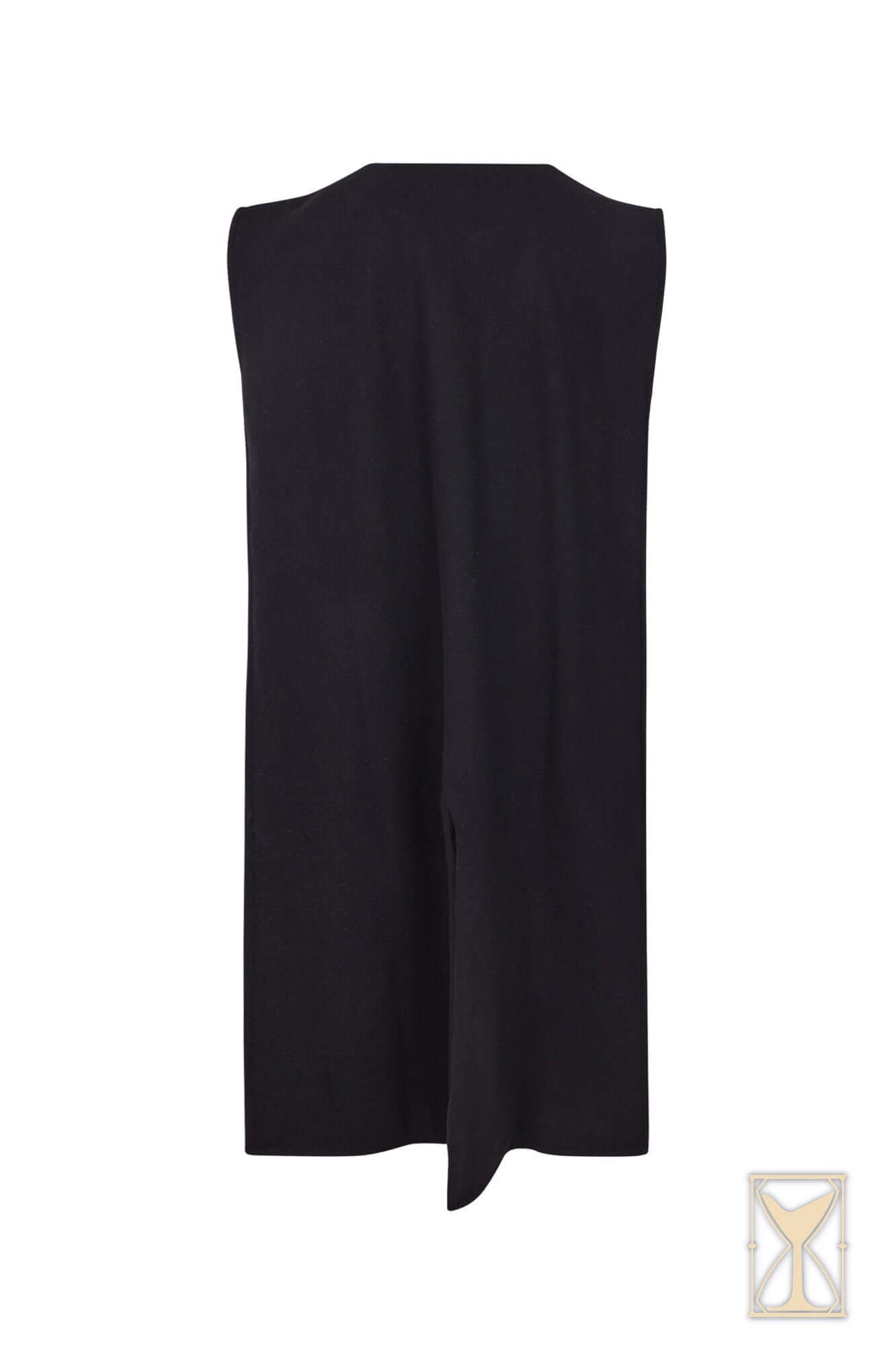Back view of the Cyclas Bernard sleeveless over-tunic, inspired by medieval clothing design.