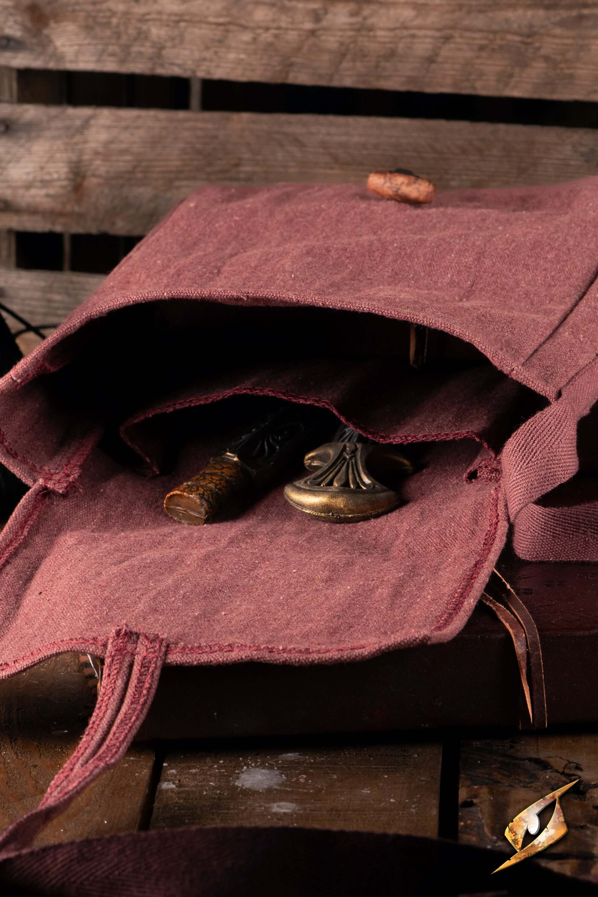 Traveler Satchel - Canvas with tools inside, showcasing durable cotton construction for everyday adventures.