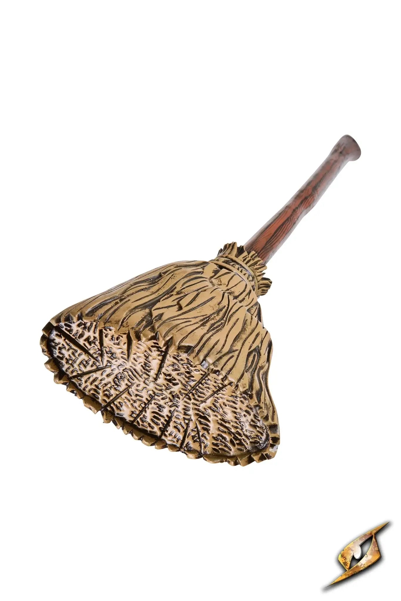 Broomstick with detailed bristles and wooden handle, perfect for sweeping in cosplay and prop scenarios.