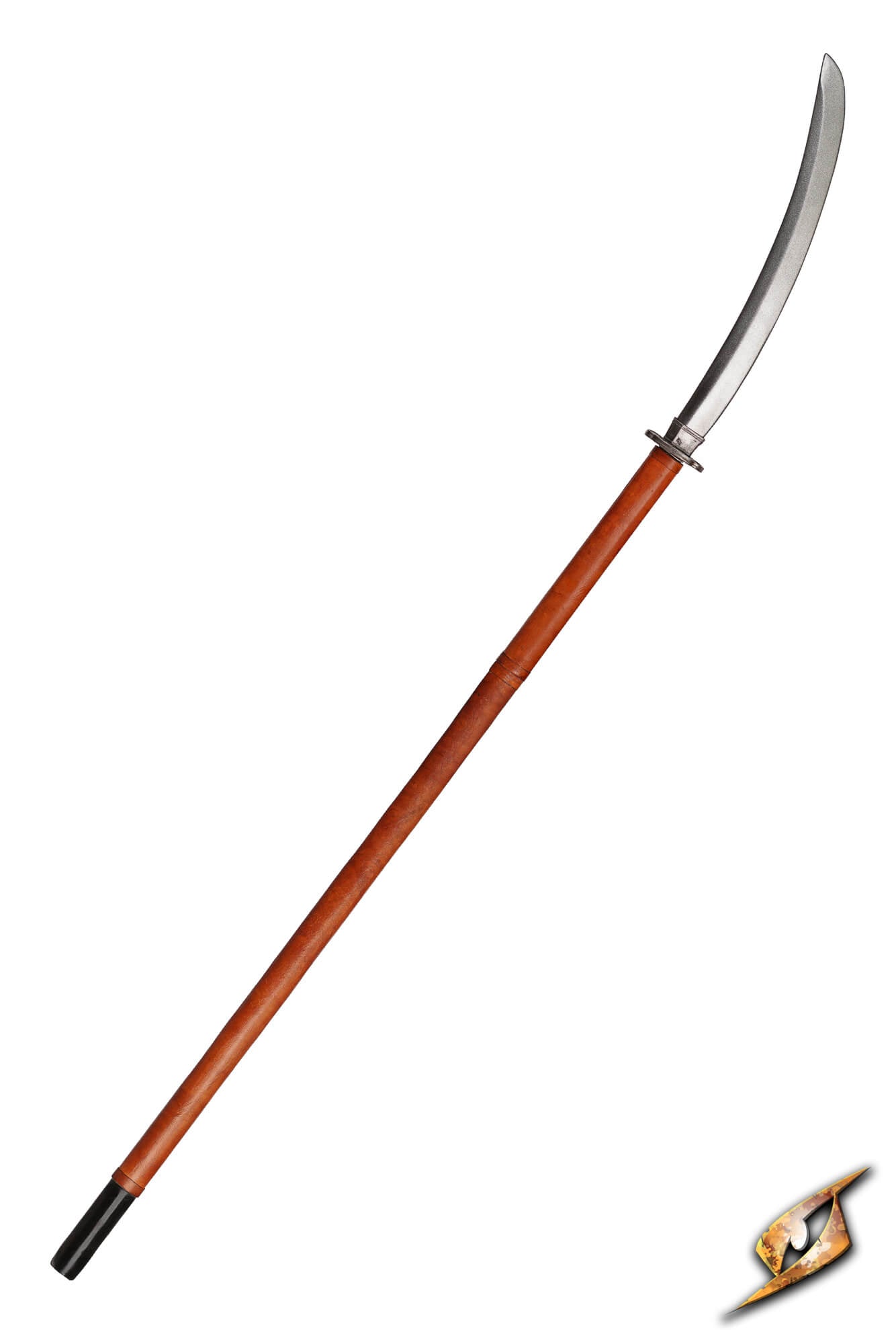 Naginata compact featuring a curved blade and collapsible haft for easy transport.