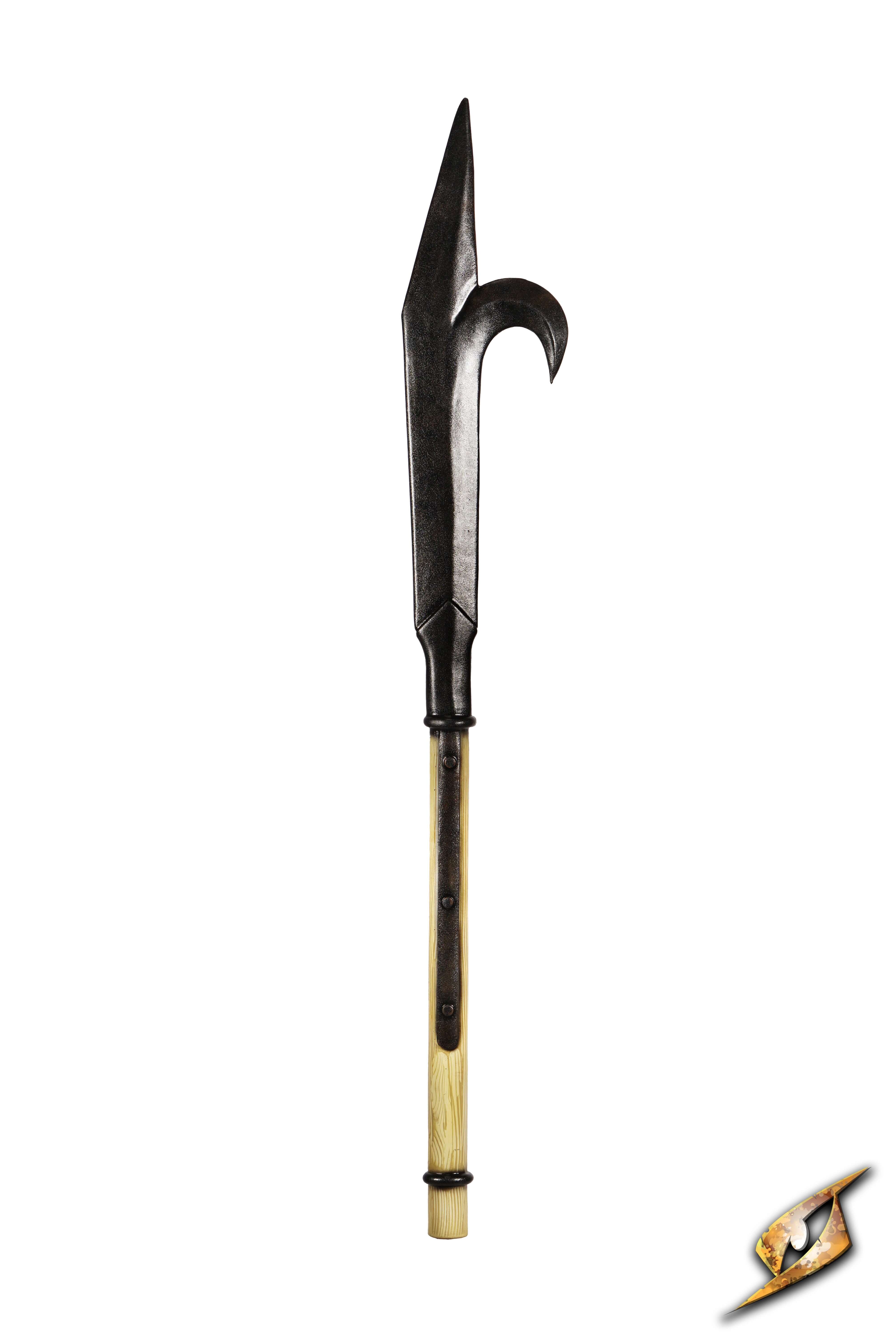 Bill Hook with a strong hooked blade and sharp forward spike on a wooden handle.