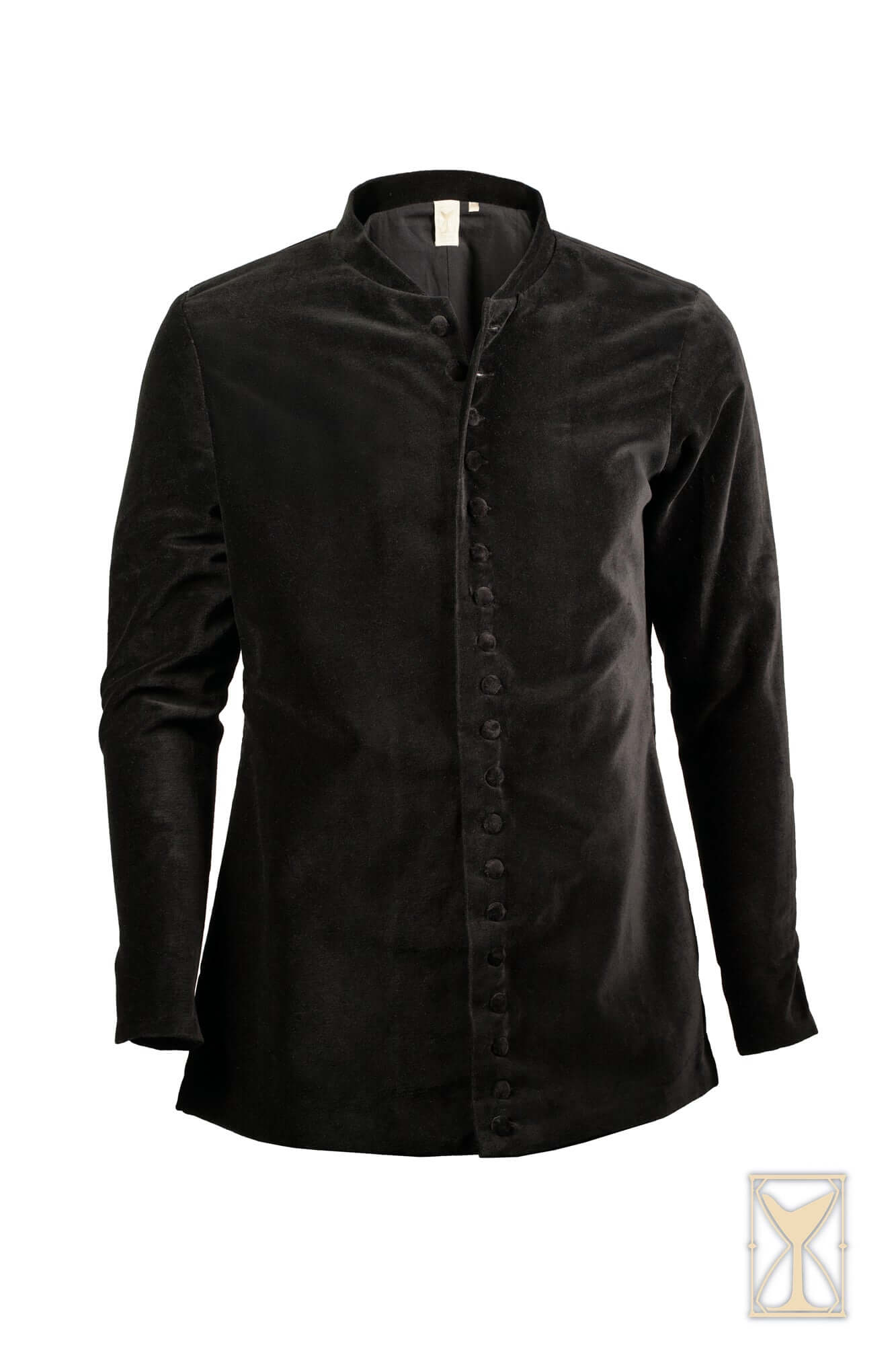 Cotehardie Bonifacio in black, tailored fit with button closure for a sleek silhouette.