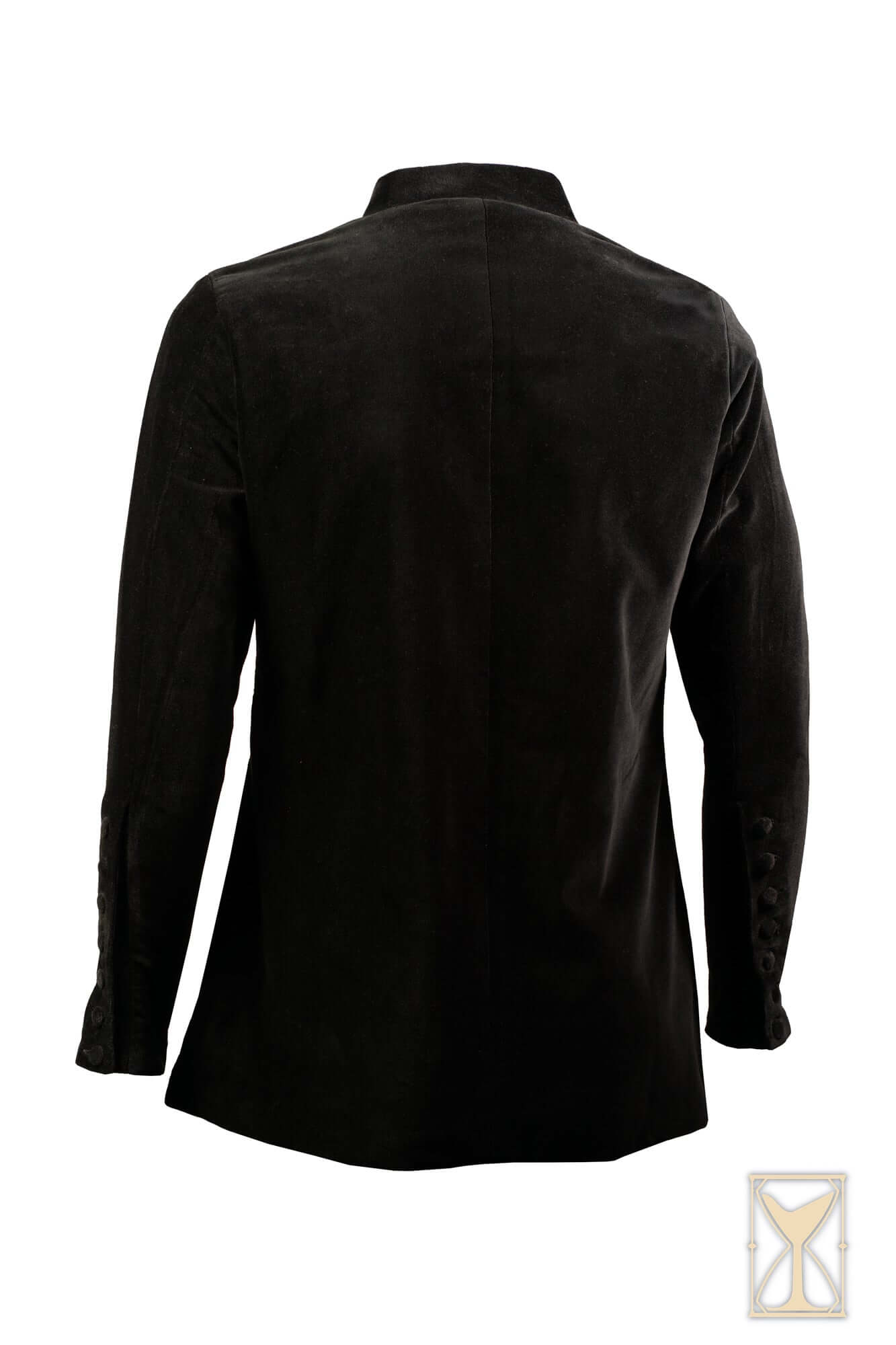 Back view of the Cotehardie Bonifacio, featuring a tailored fit and button detail for comfort and style.