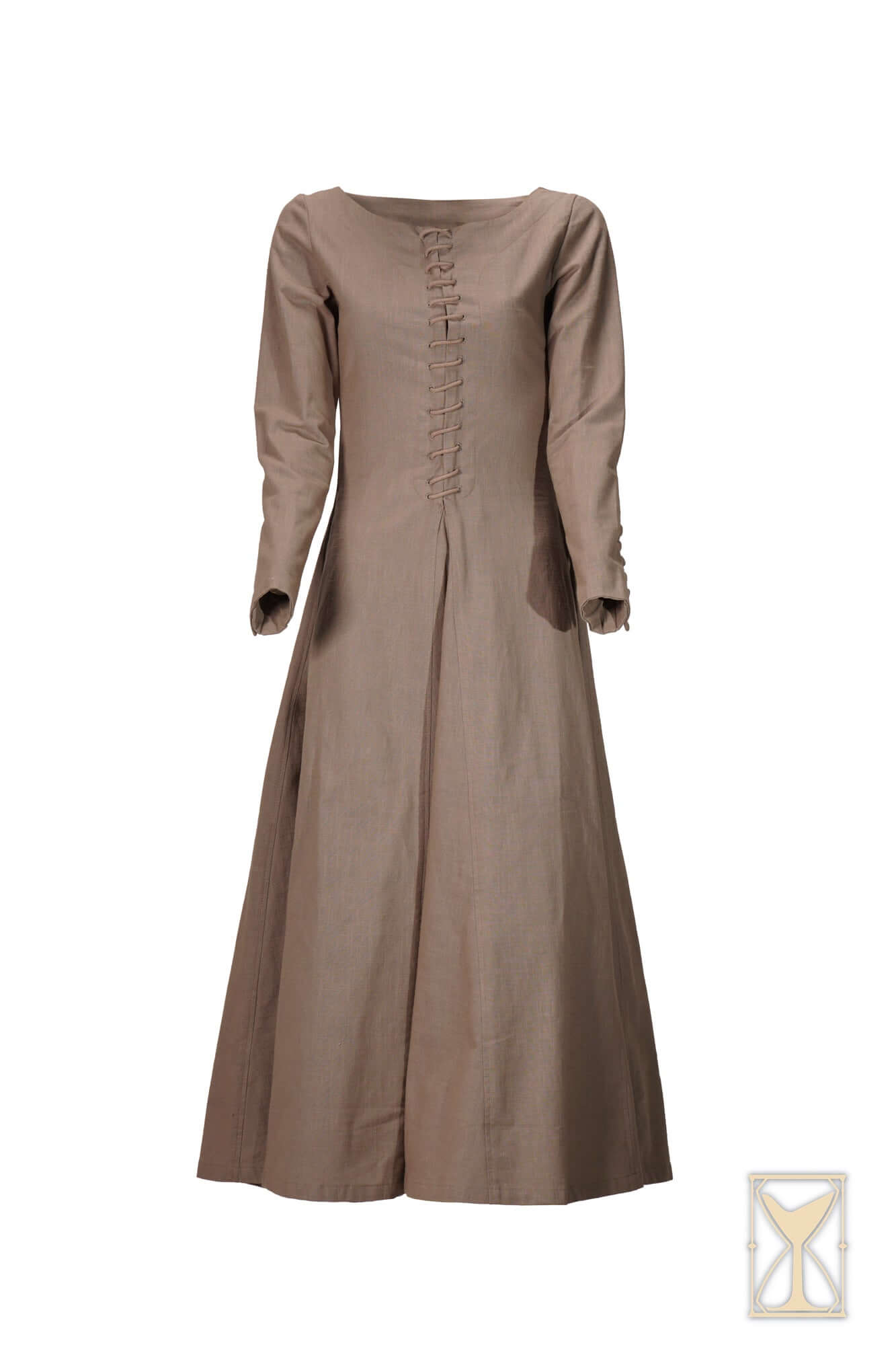 Cotehardie Marian, a foundational medieval dress with central lacing, tailored for a perfect fit in the Yoremade collection.