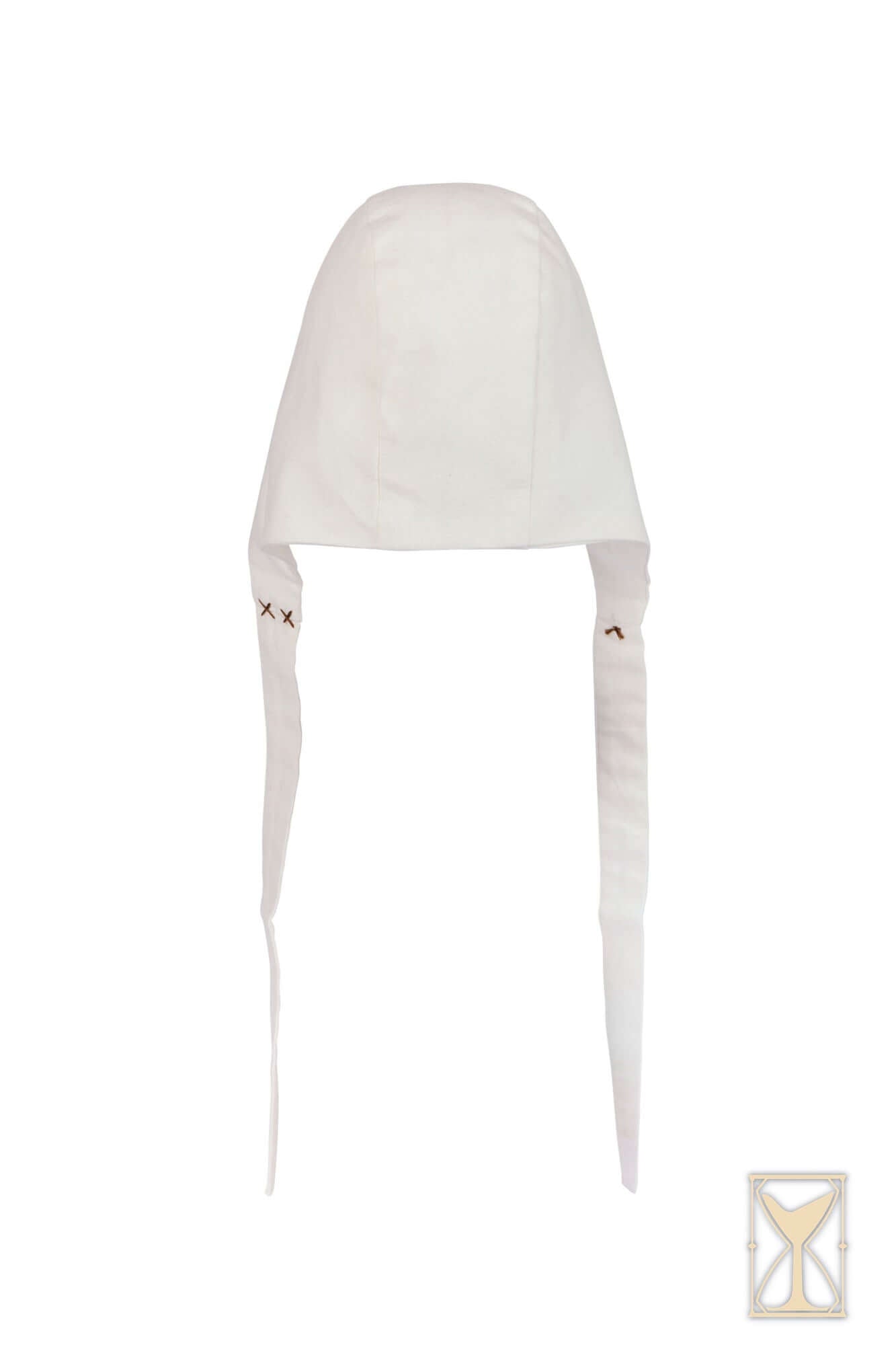 Coif 12th century, a close-fitting cap made of white cotton, ideal for medieval wear and comfort under helmets.