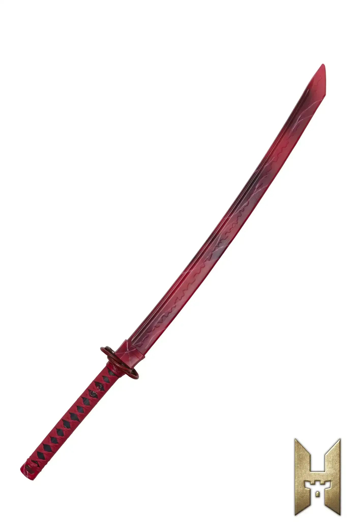 Ryūgan the Katana, a striking red LARP sword from the Stronghold Masters Collection, designed for elegance and efficiency.