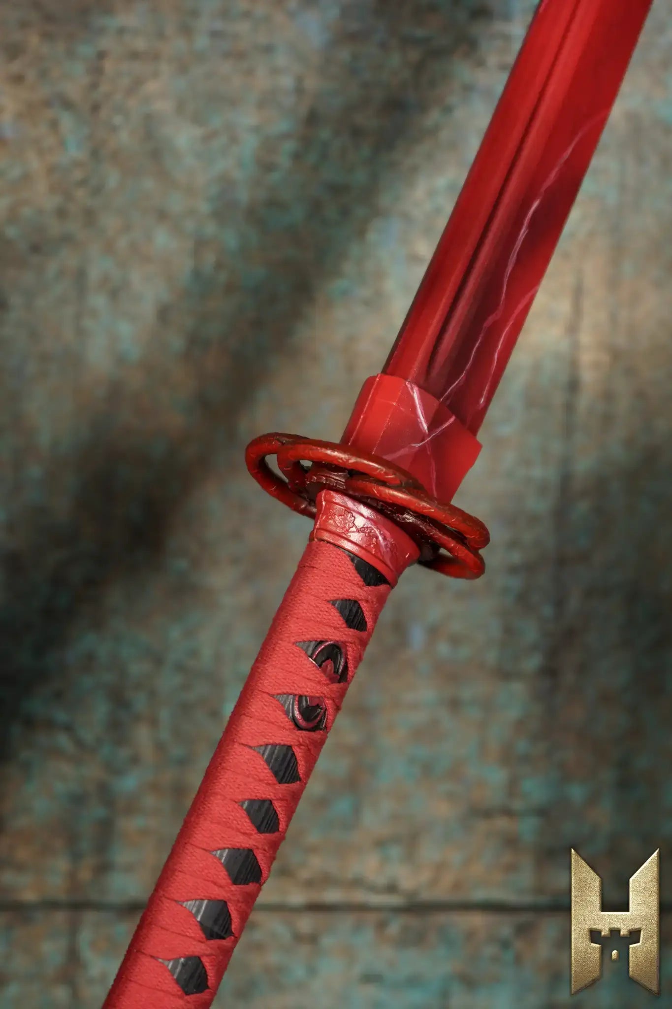 Ryūgan the Katana, an elegant red blade from the Stronghold Masters Collection, designed for LARP and fantasy.