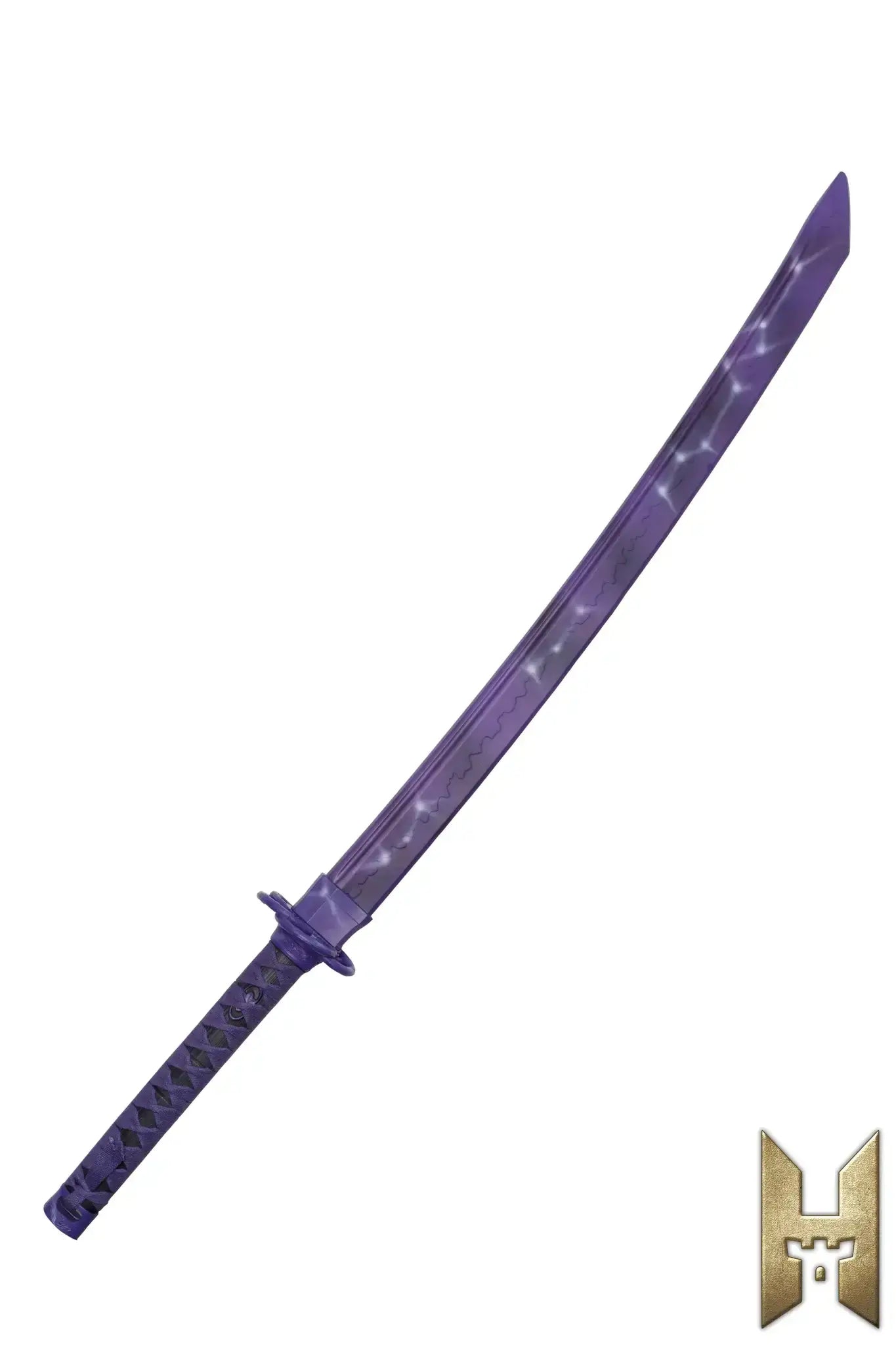 Ryūgan the Katana, a sleek purple LARP sword designed for elegance and efficiency in fantasy settings.