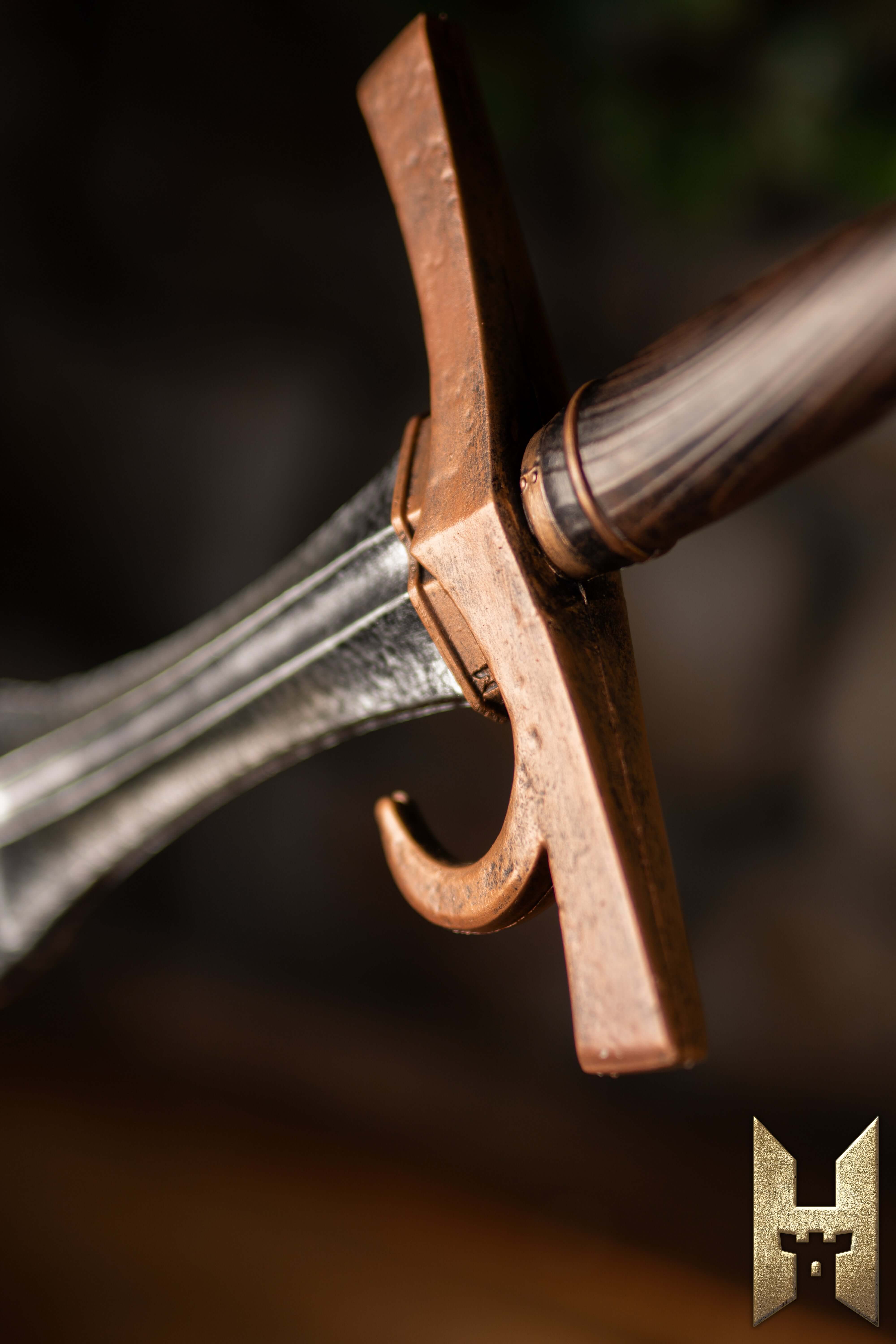 Close-up of the hilt of the Milanese Sword from Epic Armoury's Stronghold Master Collection.