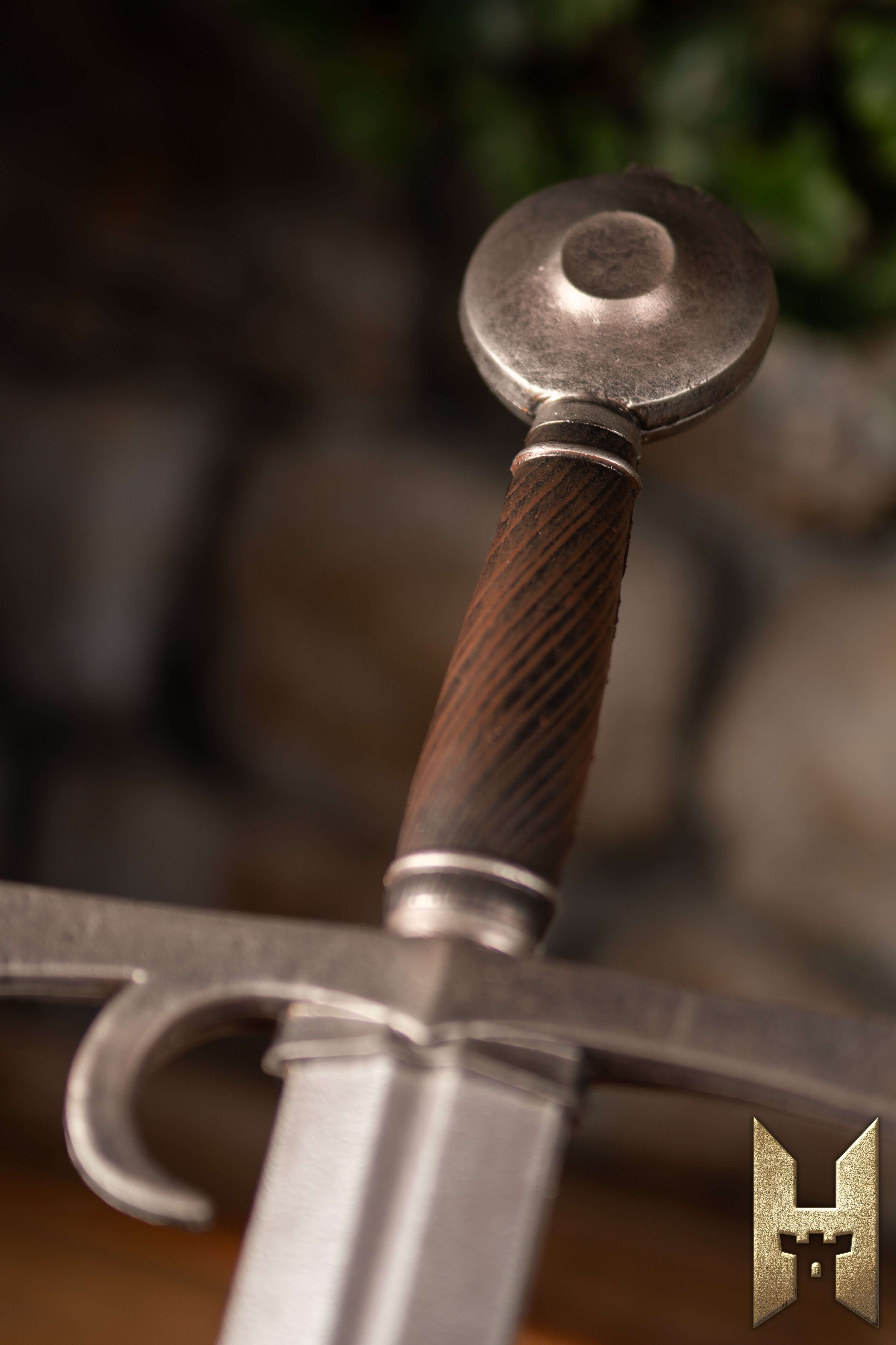 Milanese Sword handle and crossguard showcasing Renaissance design and sturdy LARP construction.