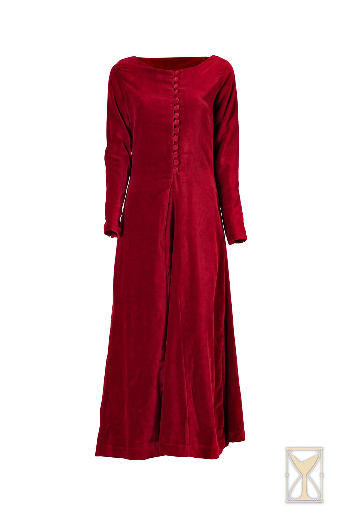 Cotehardie Colette velvet dress with buttons, inspired by late middle ages fashion.