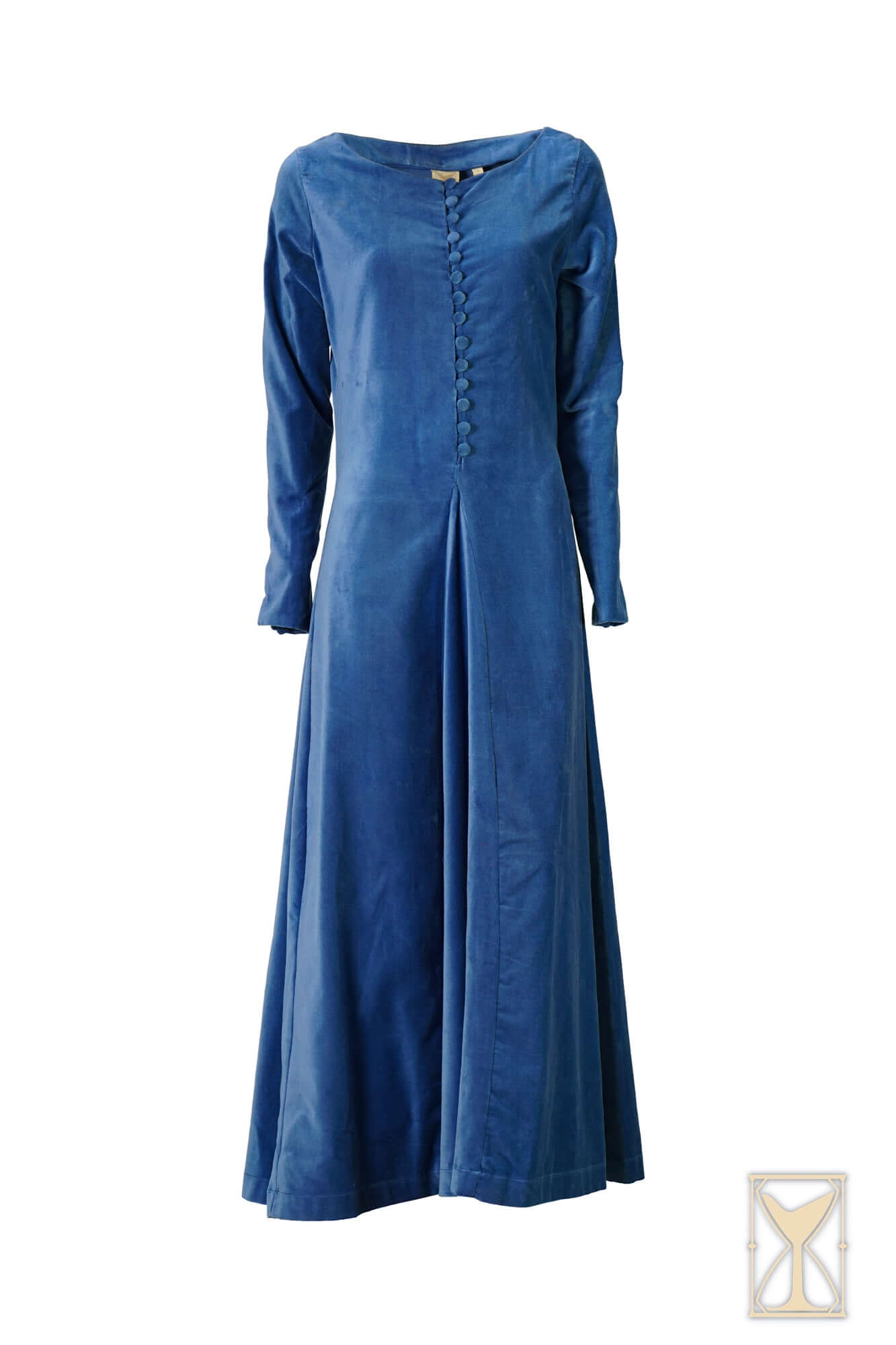 Cotehardie Colette, a velvet dress featuring a fitted silhouette and center front buttons from the Yoremade collection.