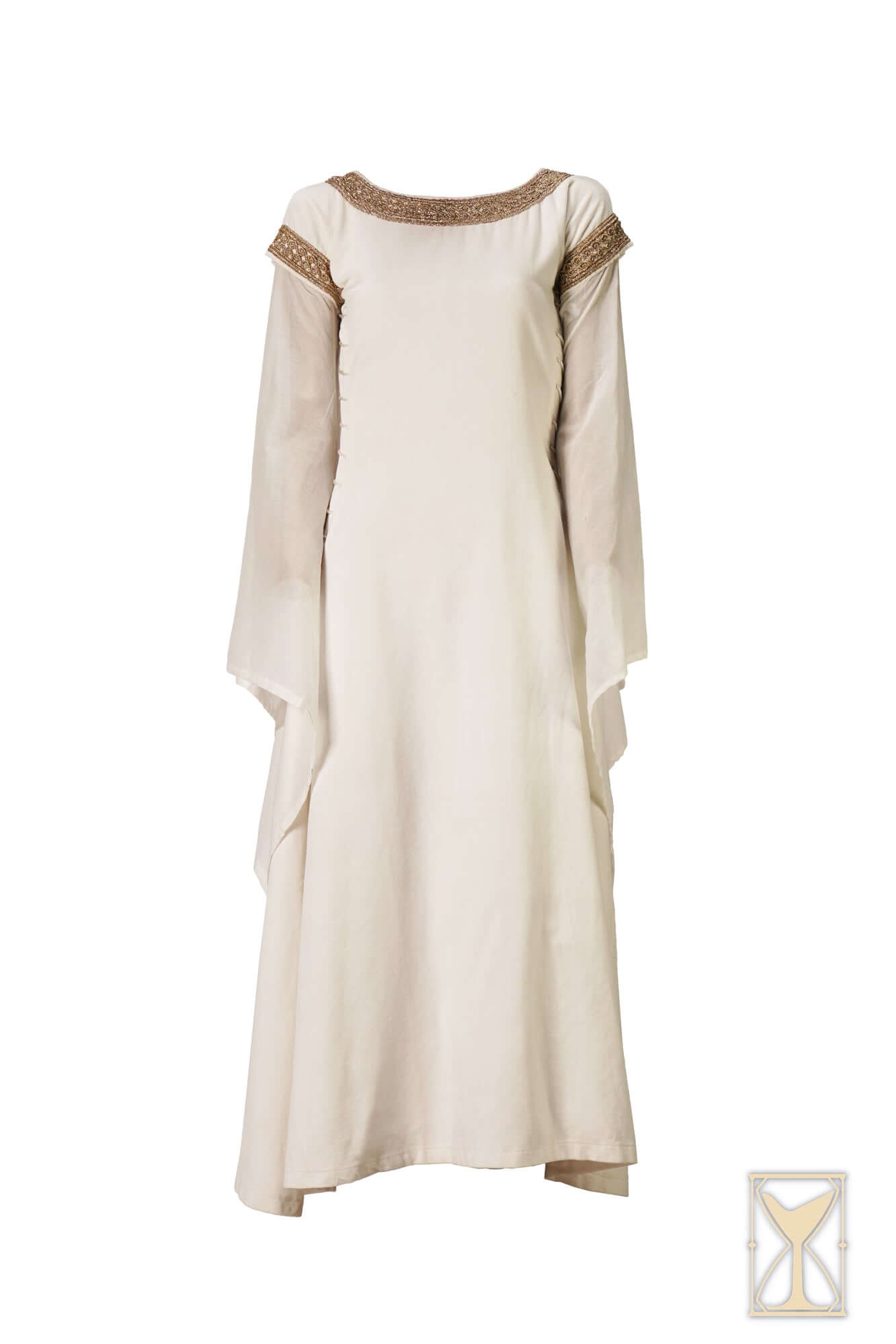 Bliaut Noble elegant 12th-century style dress with flowing sleeves and side lacing detail.