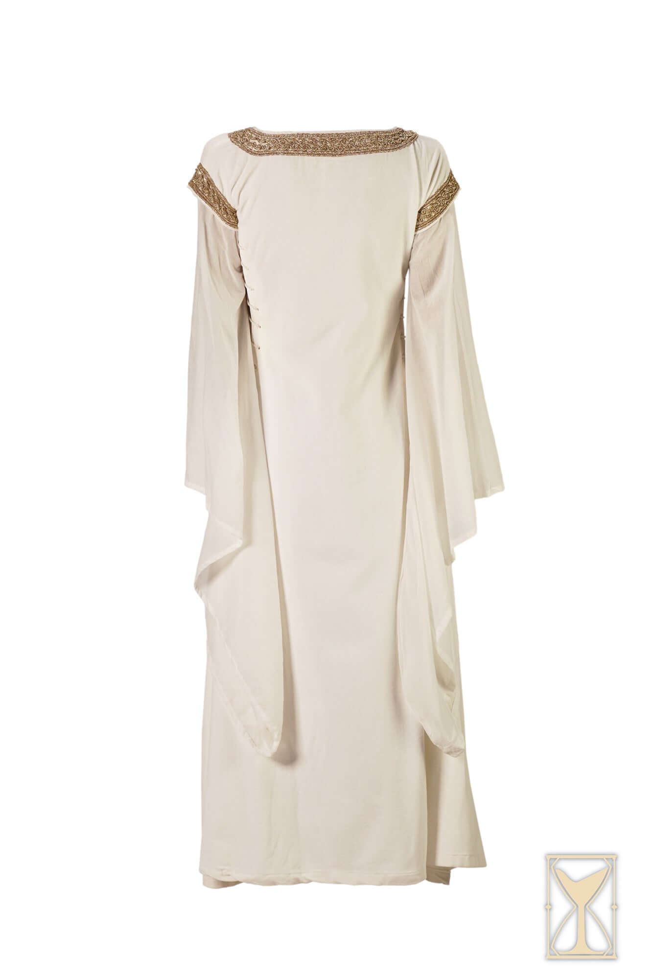 Bliaut Noble back view, showcasing long flowing sleeves and detailed neckline design.