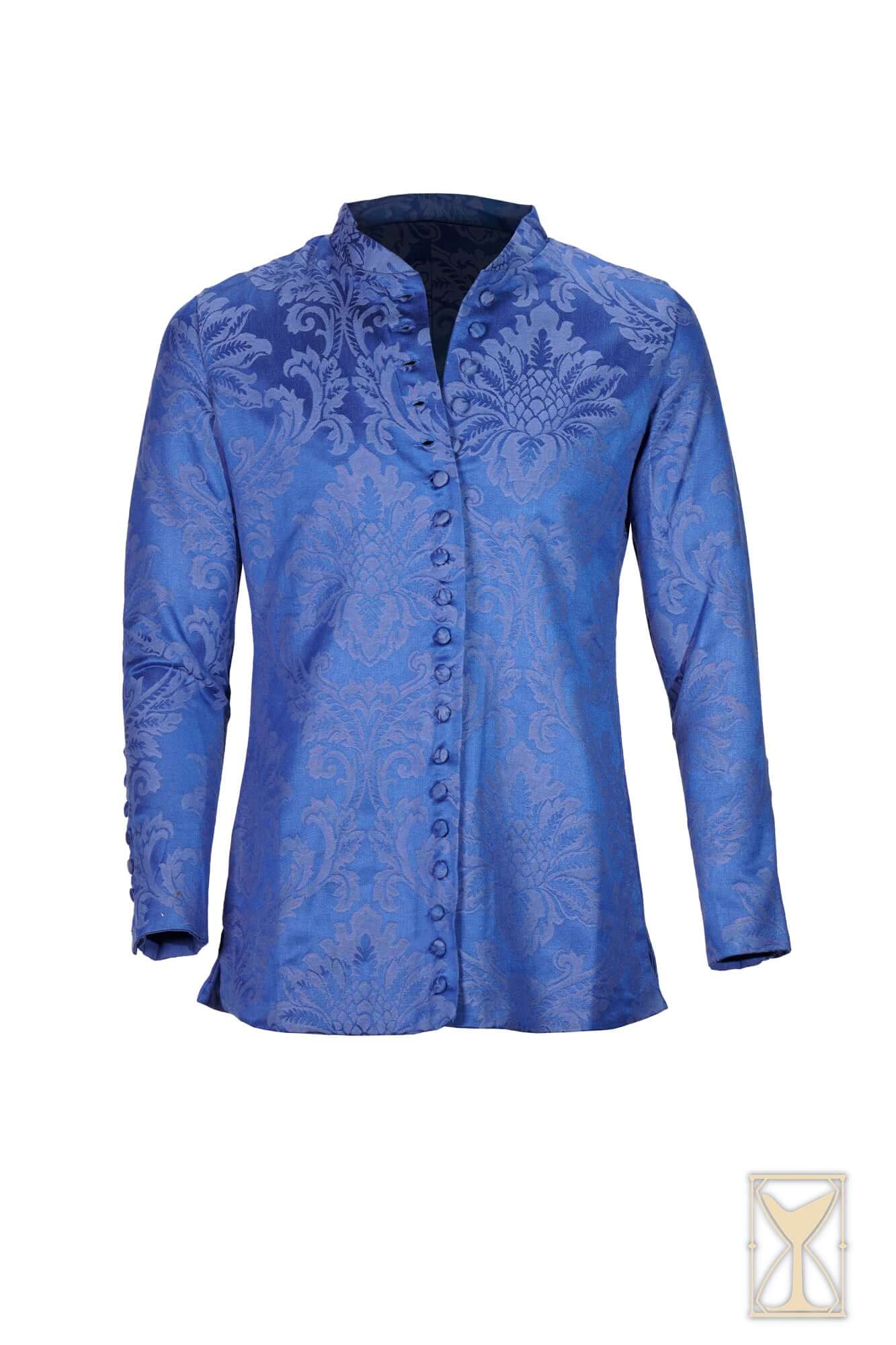 Cotehardie Rodrigo button-up jacket in heavy brocade with jacquard pattern for late Middle Ages style.