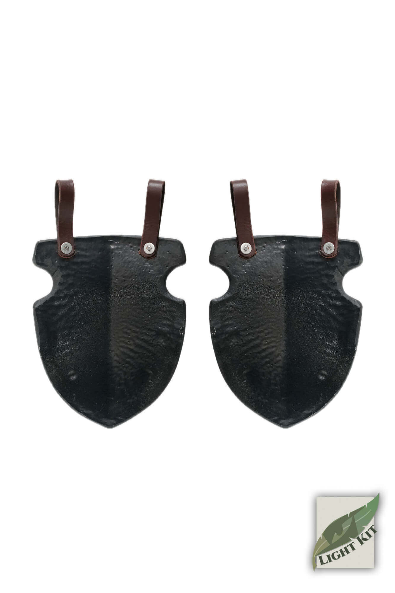 Captain Belt Shields - Light Kit featuring polyurea armor design and leather loops for belt attachment.
