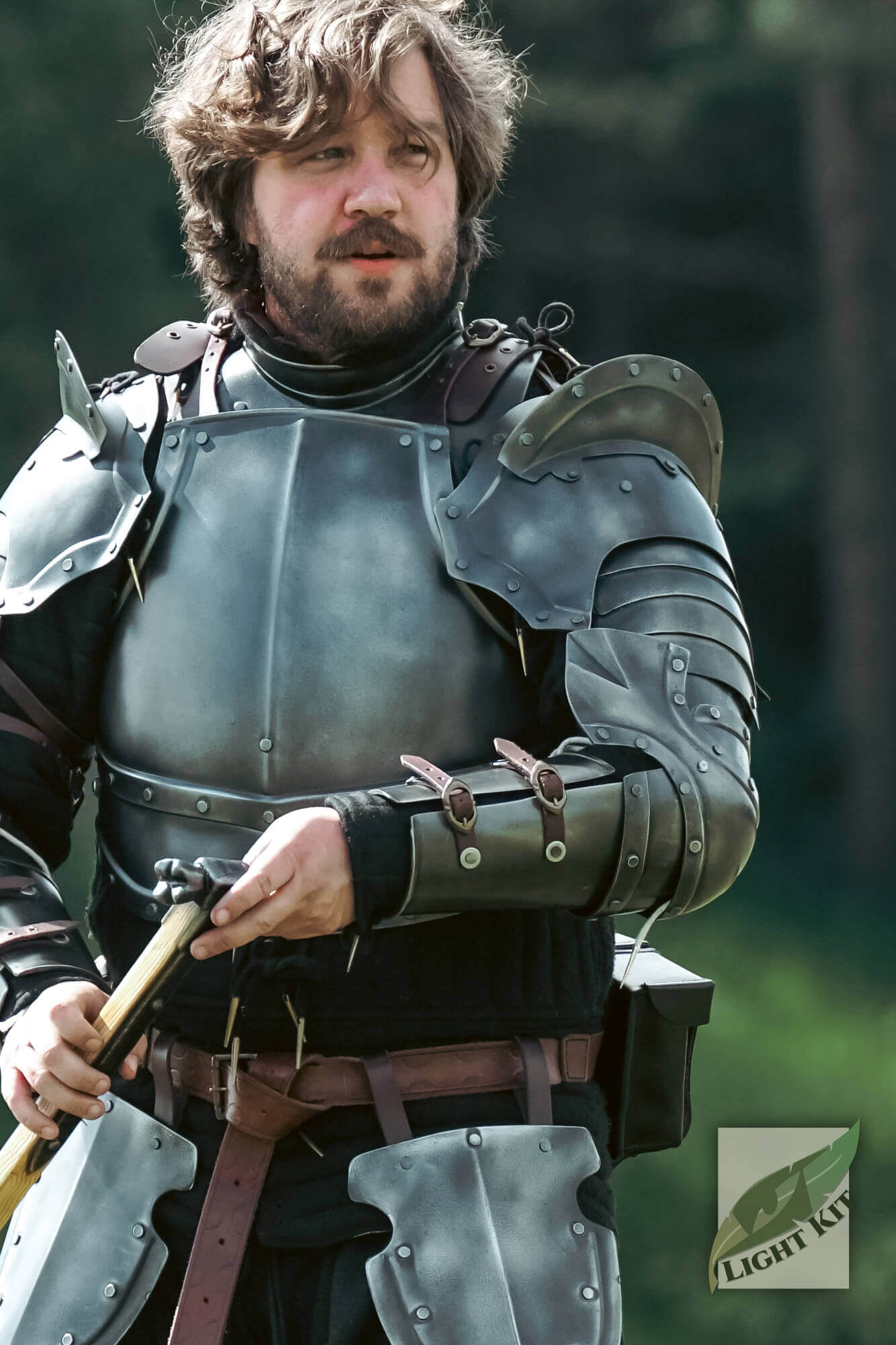 Captain Arm Protection - Light Kit worn by a man in armor, showcasing upper arm and elbow protection features.