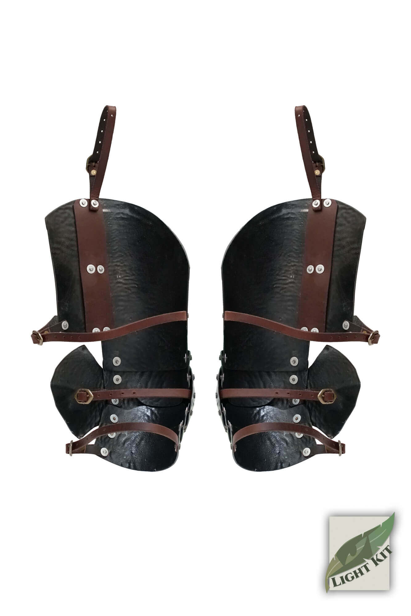 Captain Leg Protection - Light Kit featuring polyurea leg plates with riveted bands and straps for enhanced protection.
