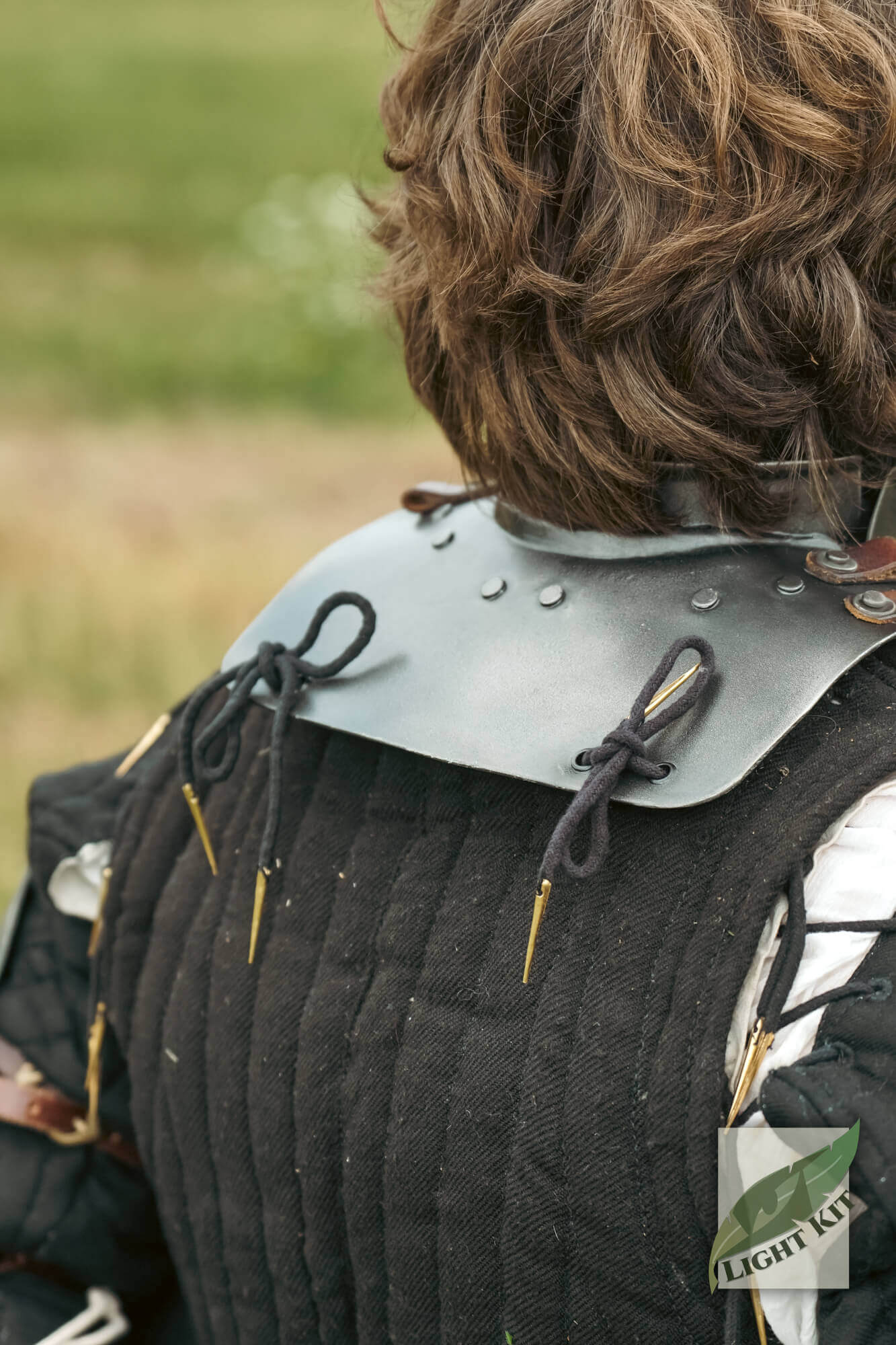 Captain Gorget - Light Kit shown on a person, featuring a polyurea reproduction neck protector with a standing collar.