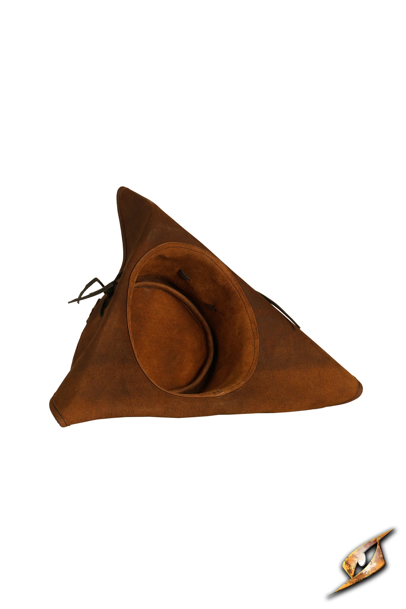 Simple Leather Pirate Tricorn Hat in brown suede, perfect for completing pirate costumes.