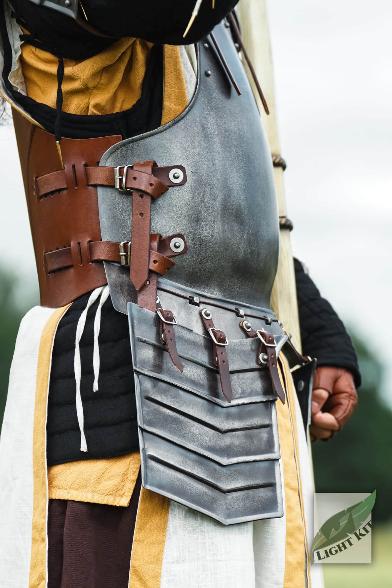 Torso Armour Merc - Light Kit showing hybrid cuirass with high-density polyurea front and leather backing for mobility.