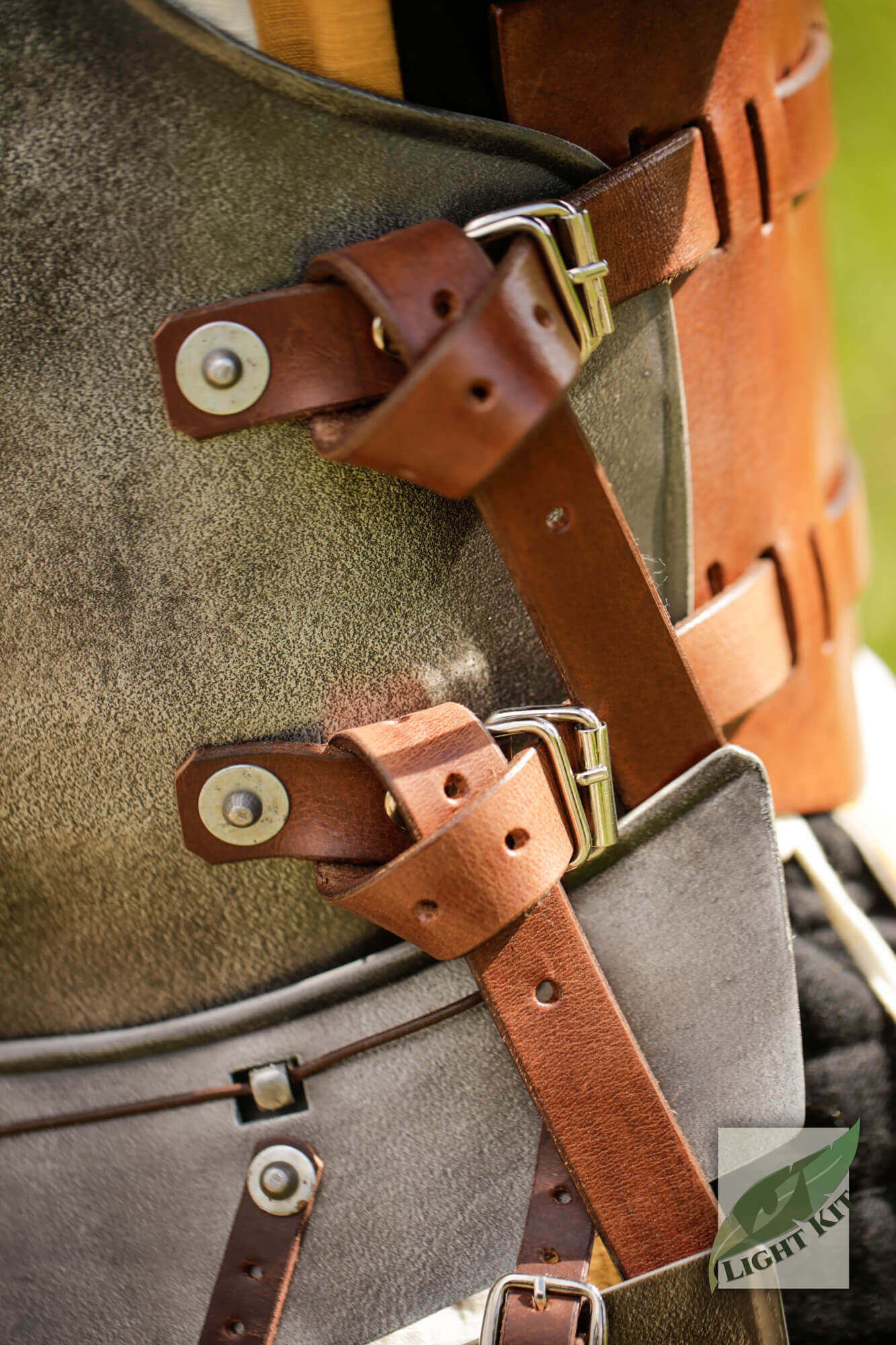Torso Armour Merc - Light Kit showcasing leather straps and high-density polyurea front plate for mobility and protection.