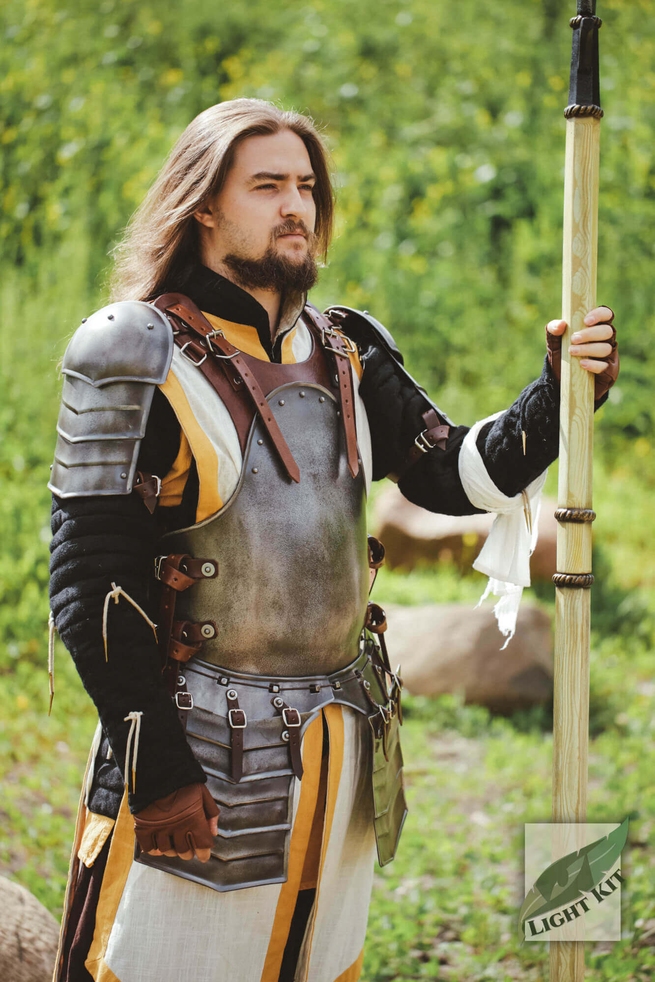 Merc Tassets - Light Kit worn by a warrior with armor, showcasing hip and thigh protection inspired by Renaissance design.