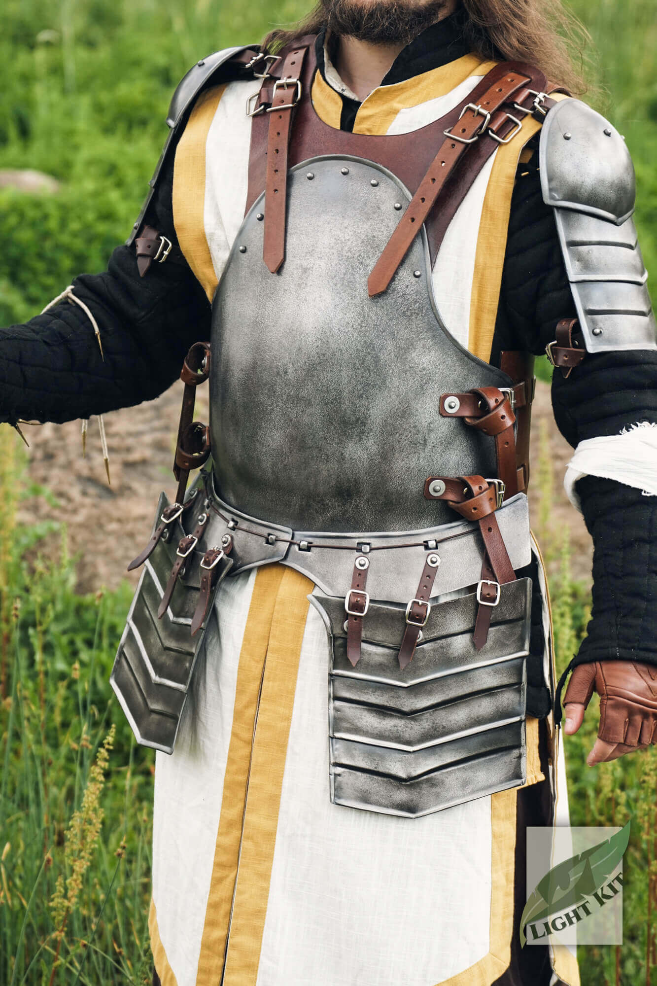 Merc Tassets - Light Kit worn with medieval armor showcasing hip and thigh protection inspired by Renaissance design.